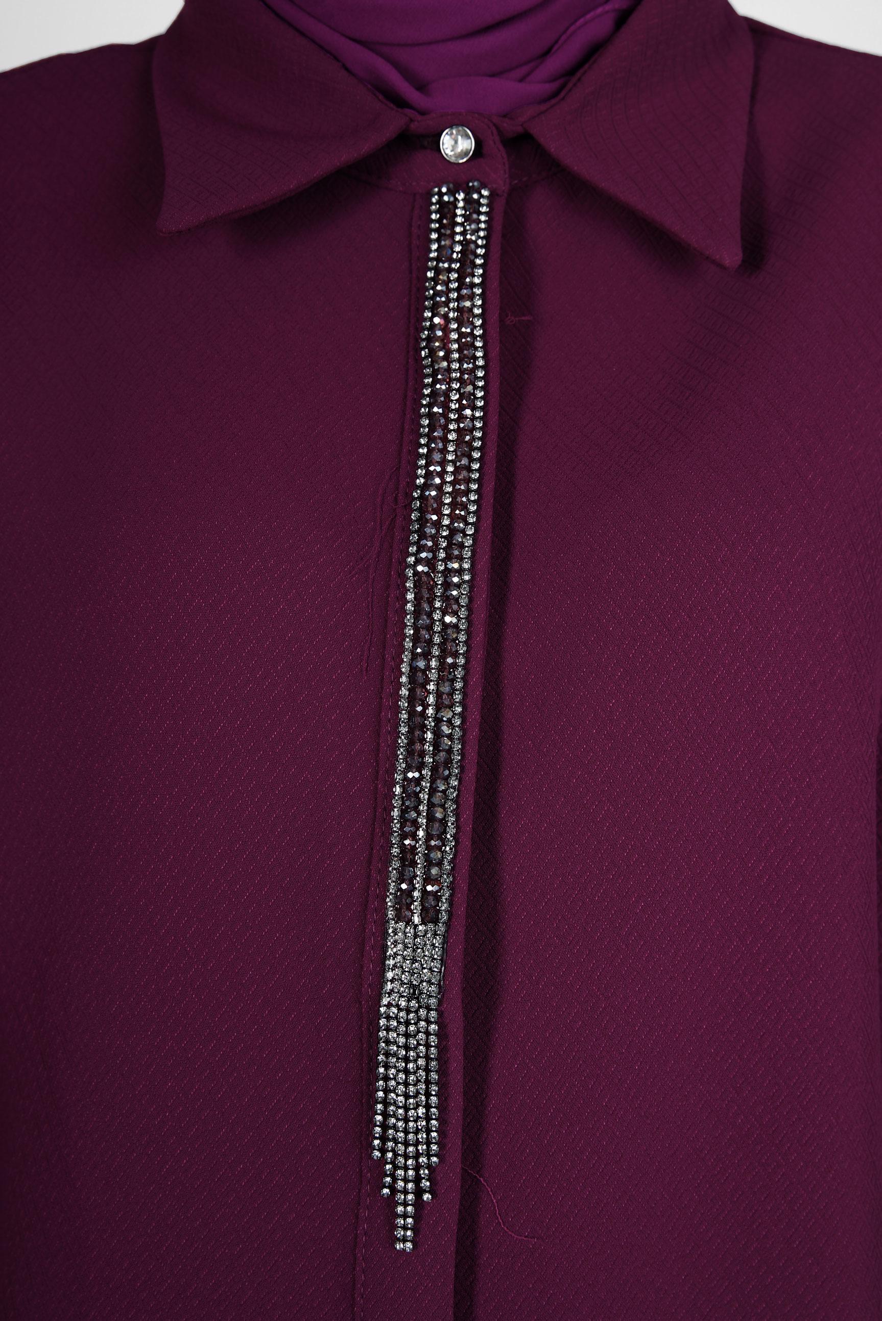 Tesettür giyim FUŞYA TAŞ DETAYLI PANTOLONLU TAKIM 44215