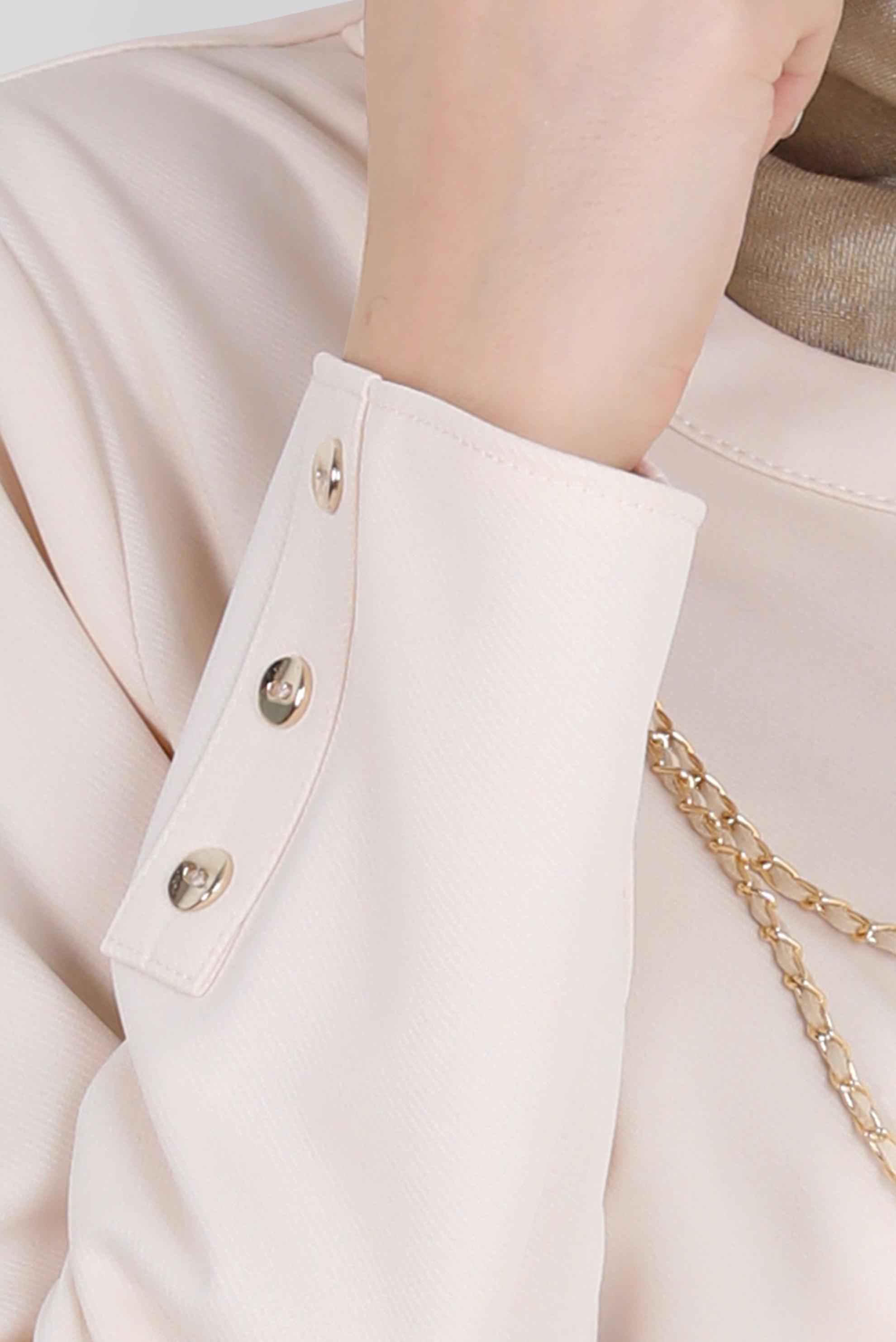 Tesettür giyim BEJ ZİNCİR DETAYLI PANTOLONLU TAKIM 44226