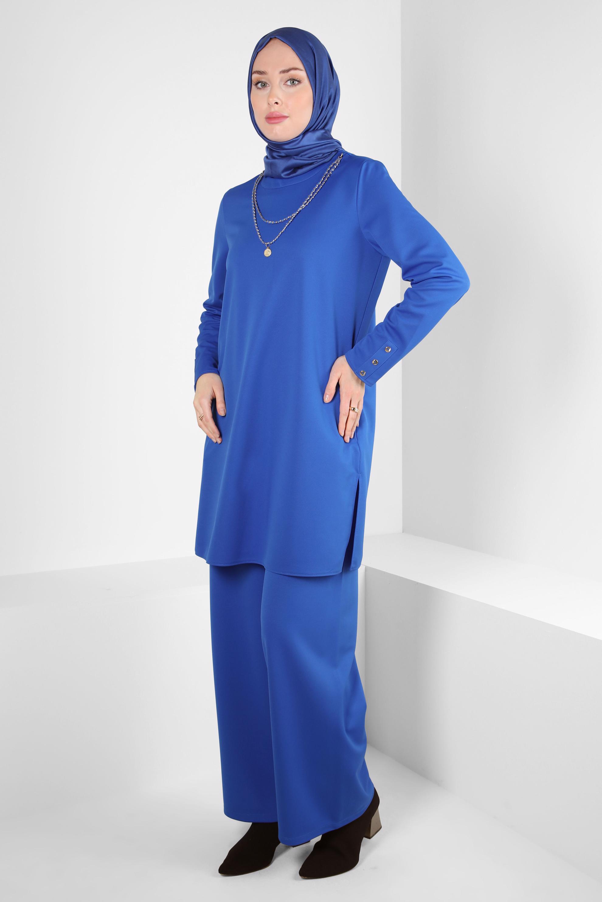 Hijab clothing NAVY BLUE PANTS SUIT WITH CHAIN DETAIL 44226