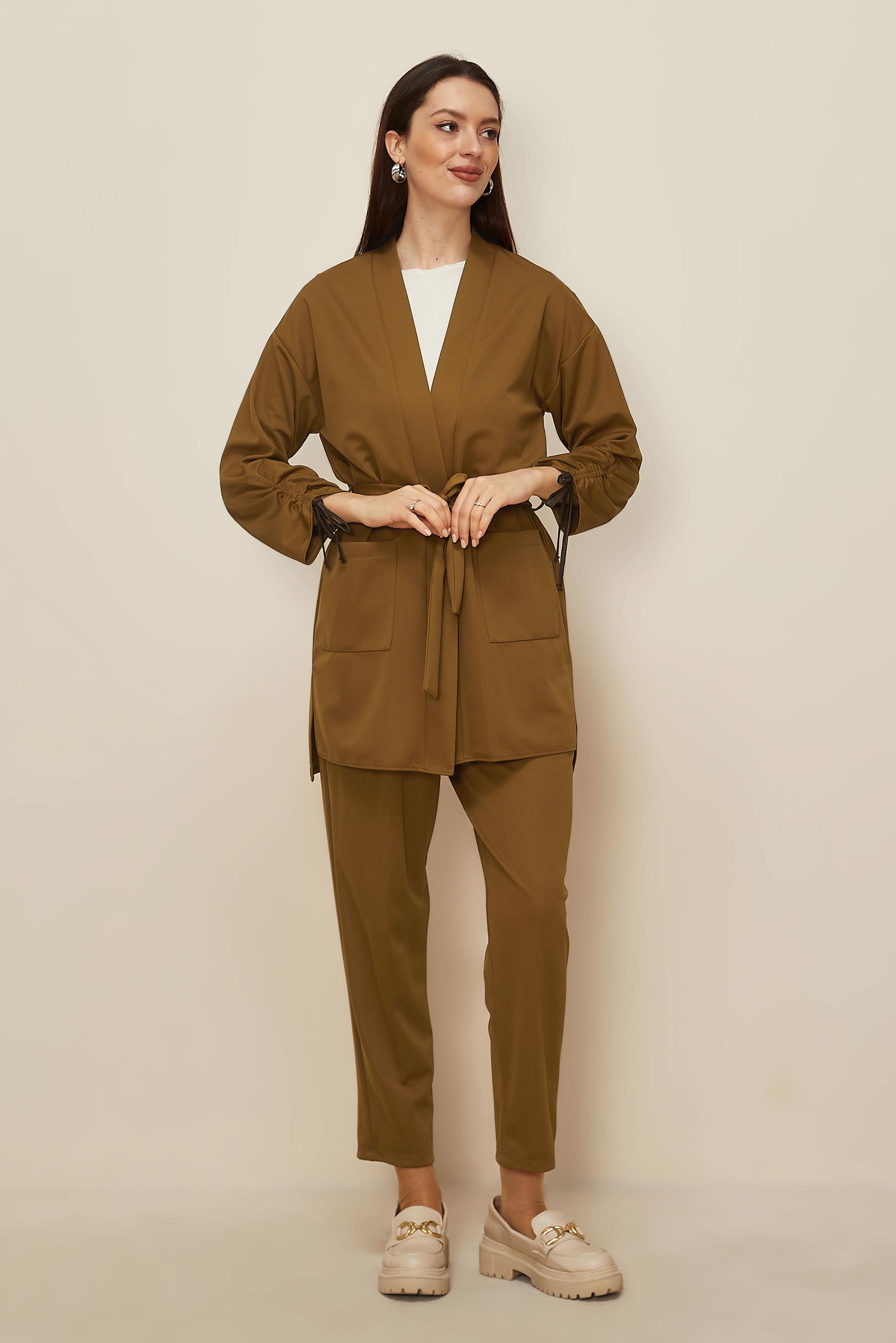 Vêtements hijab JAUNE ENSEMBLE TAILLEUR PANTALON CEINTURÉ 44228