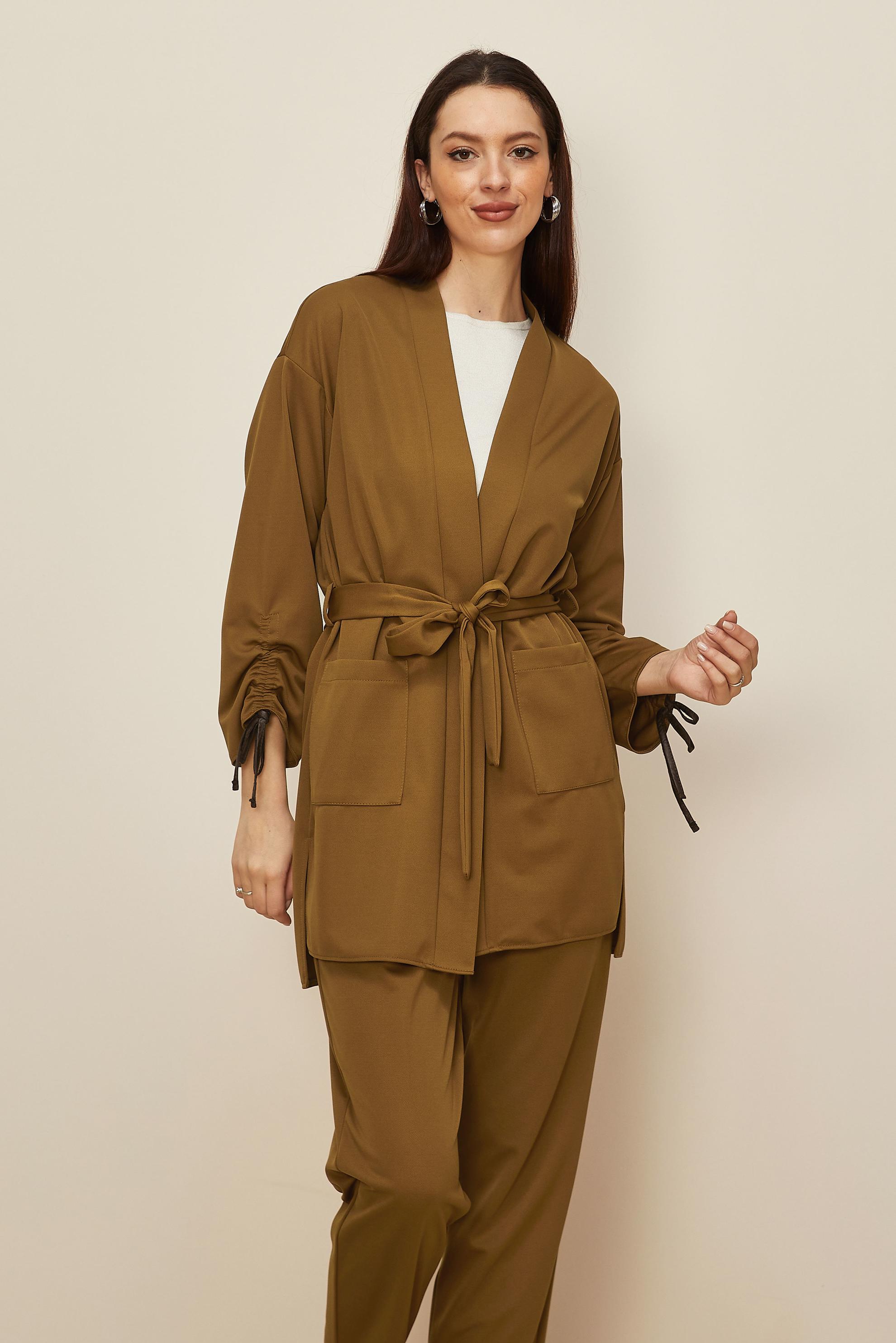 Vêtements hijab JAUNE ENSEMBLE TAILLEUR PANTALON CEINTURÉ 44228