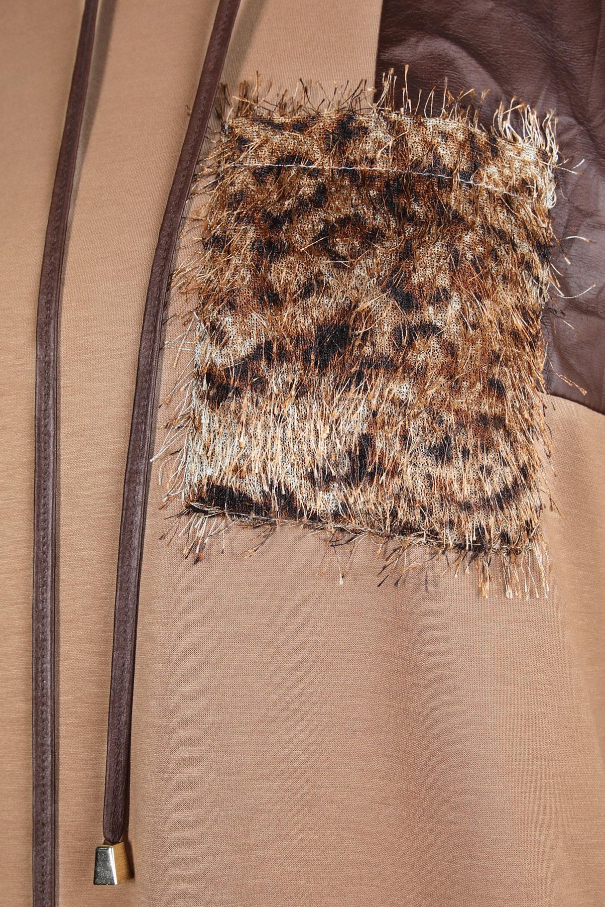 Tesettür giyim KAHVE KAPÜŞONLU PANTOLONLU TAKIM 44245