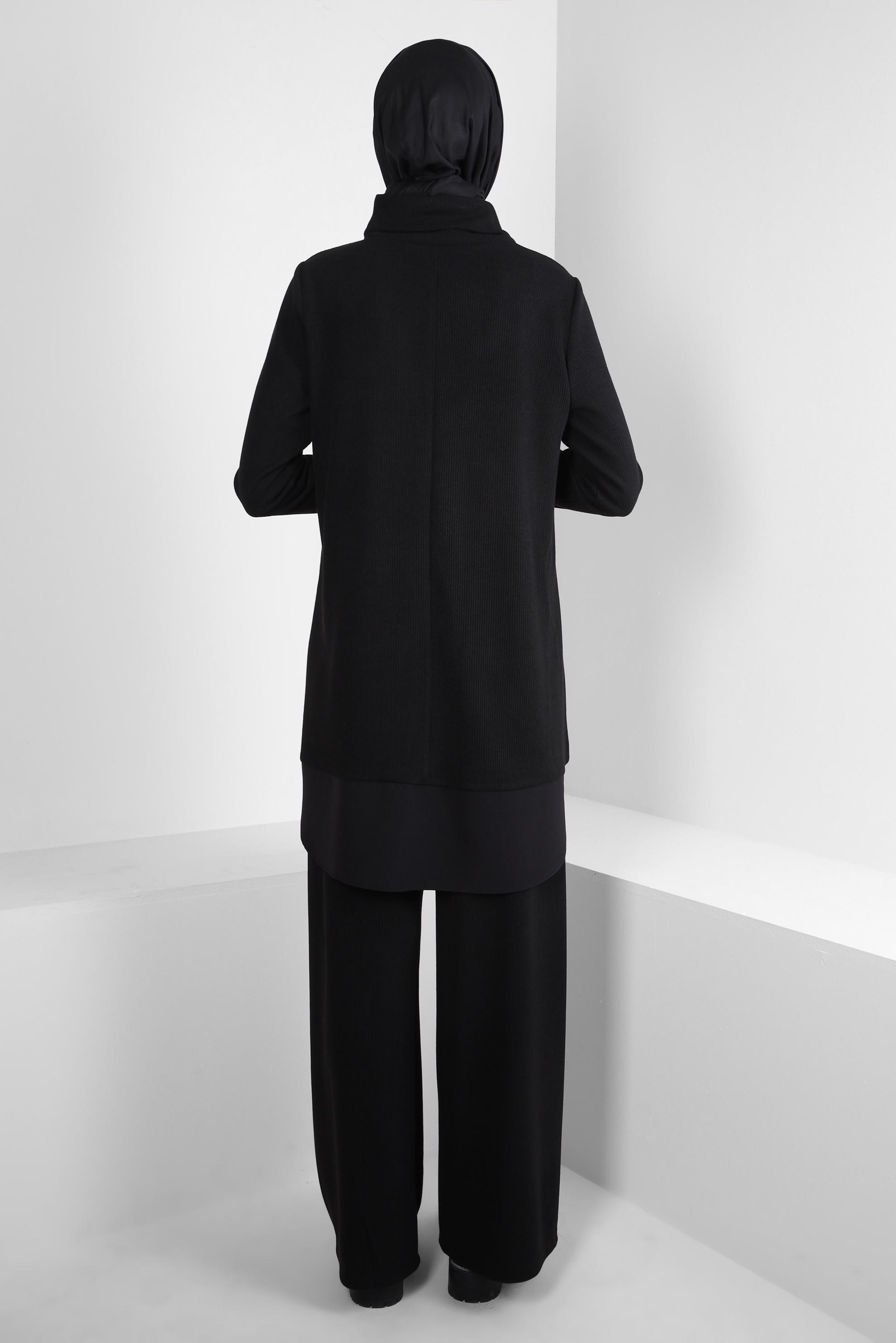 Tesettür giyim SİYAH GARNİLİ PANTOLONLU TAKIM 44250