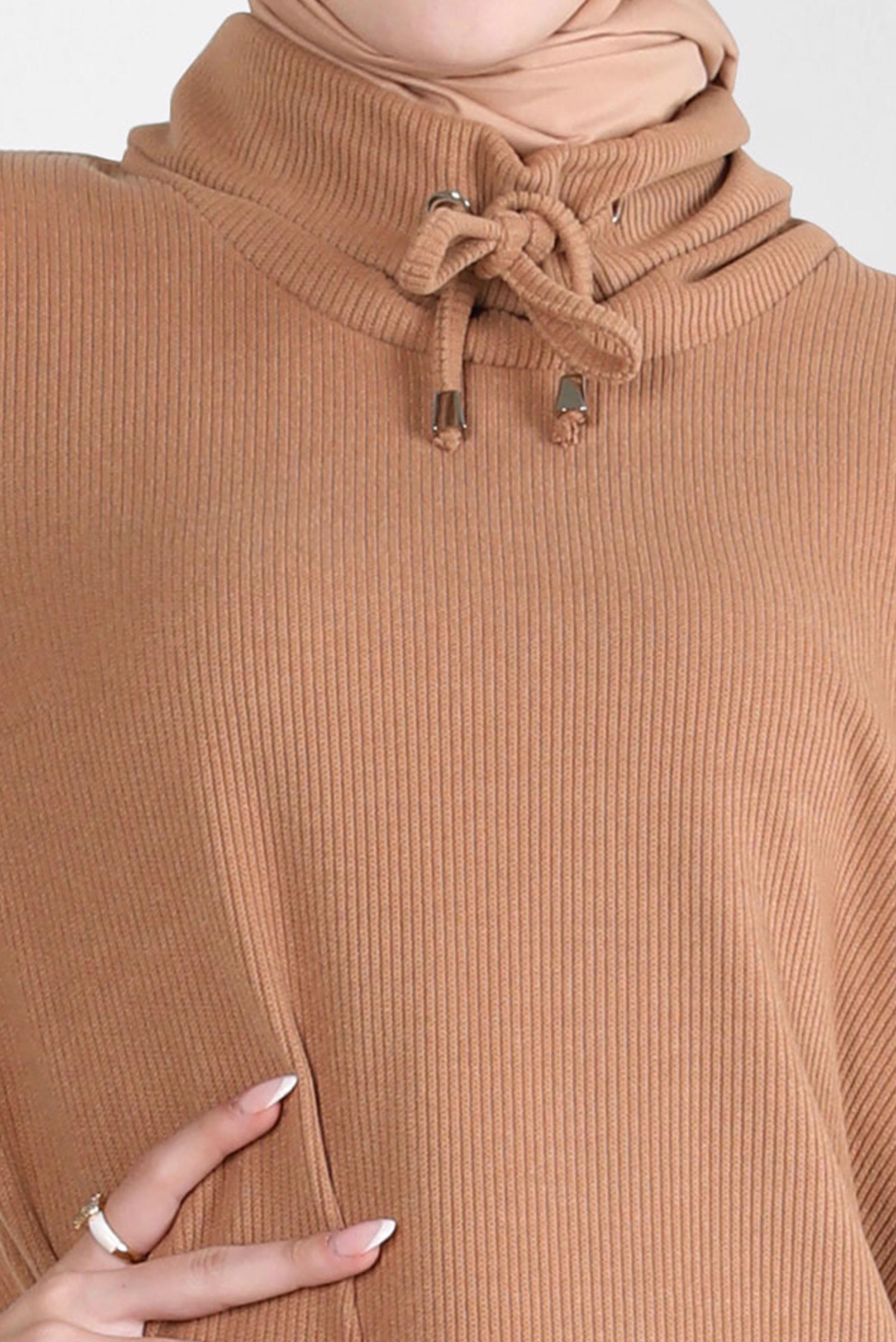 Tesettür giyim KAHVE GARNİLİ PANTOLONLU TAKIM 44250