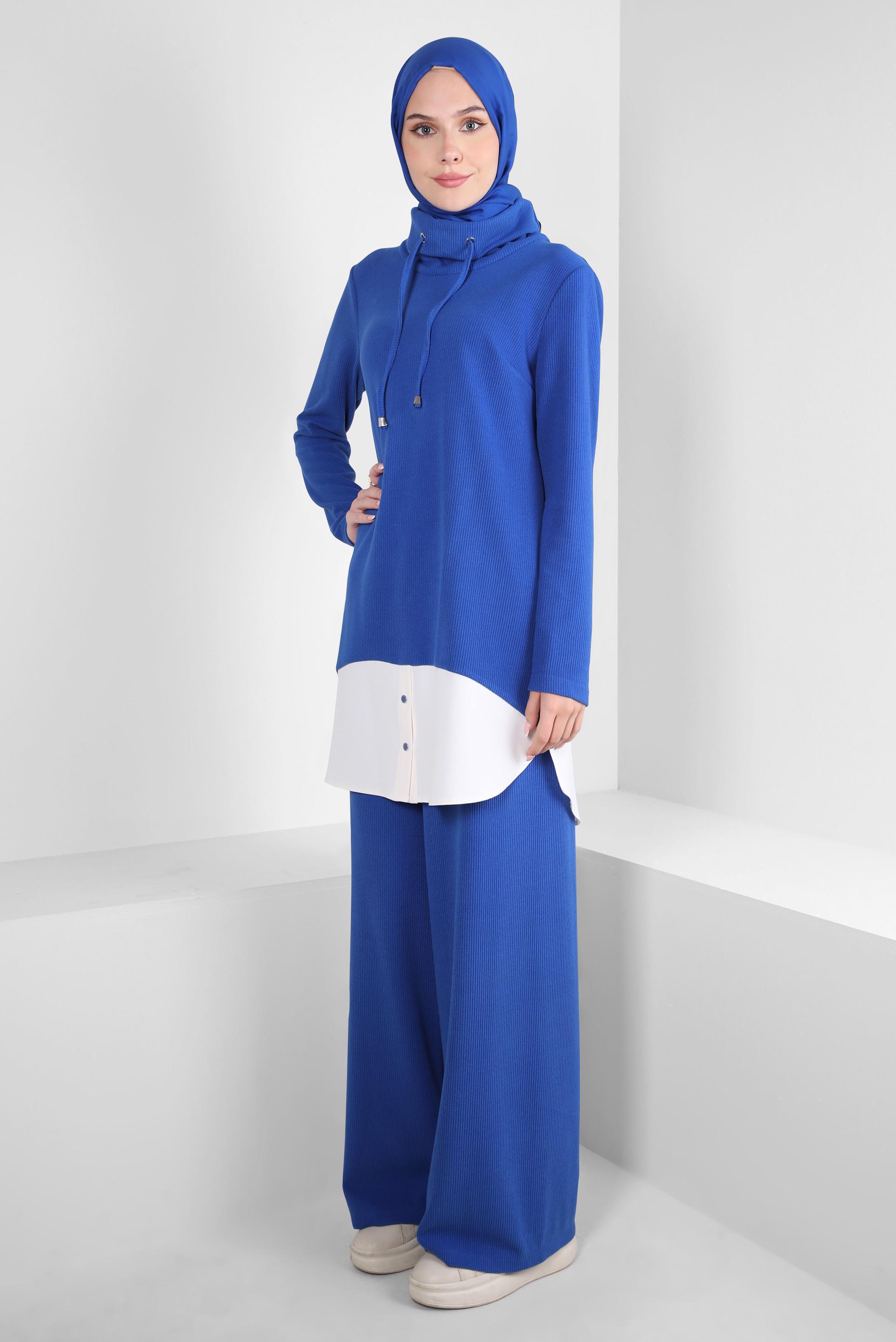 Tesettür giyim LACİVERT GARNİLİ PANTOLONLU TAKIM 44250