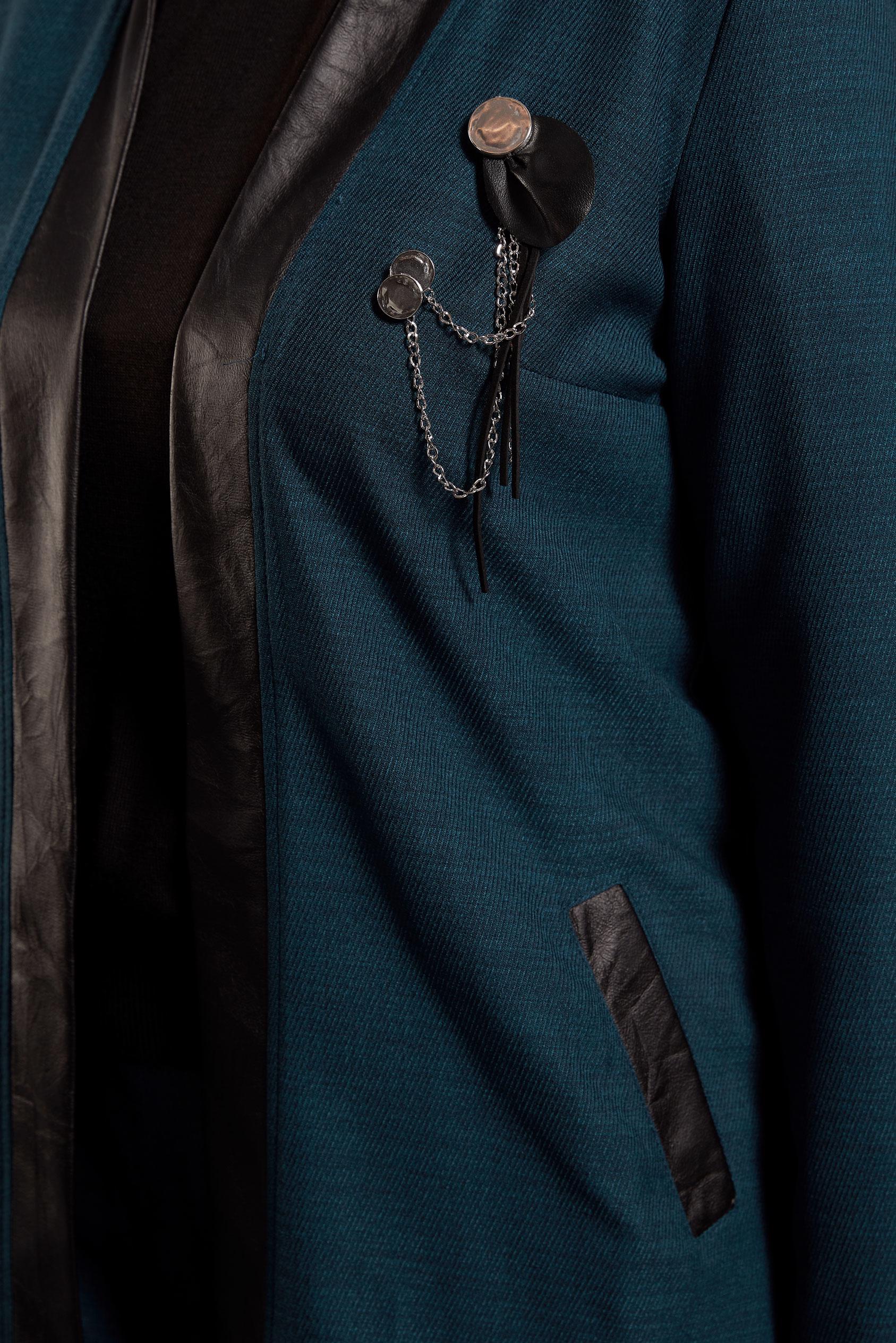 Tesettür giyim MAVİ BROŞ DETAYLI PANTOLONLU TAKIM 44251