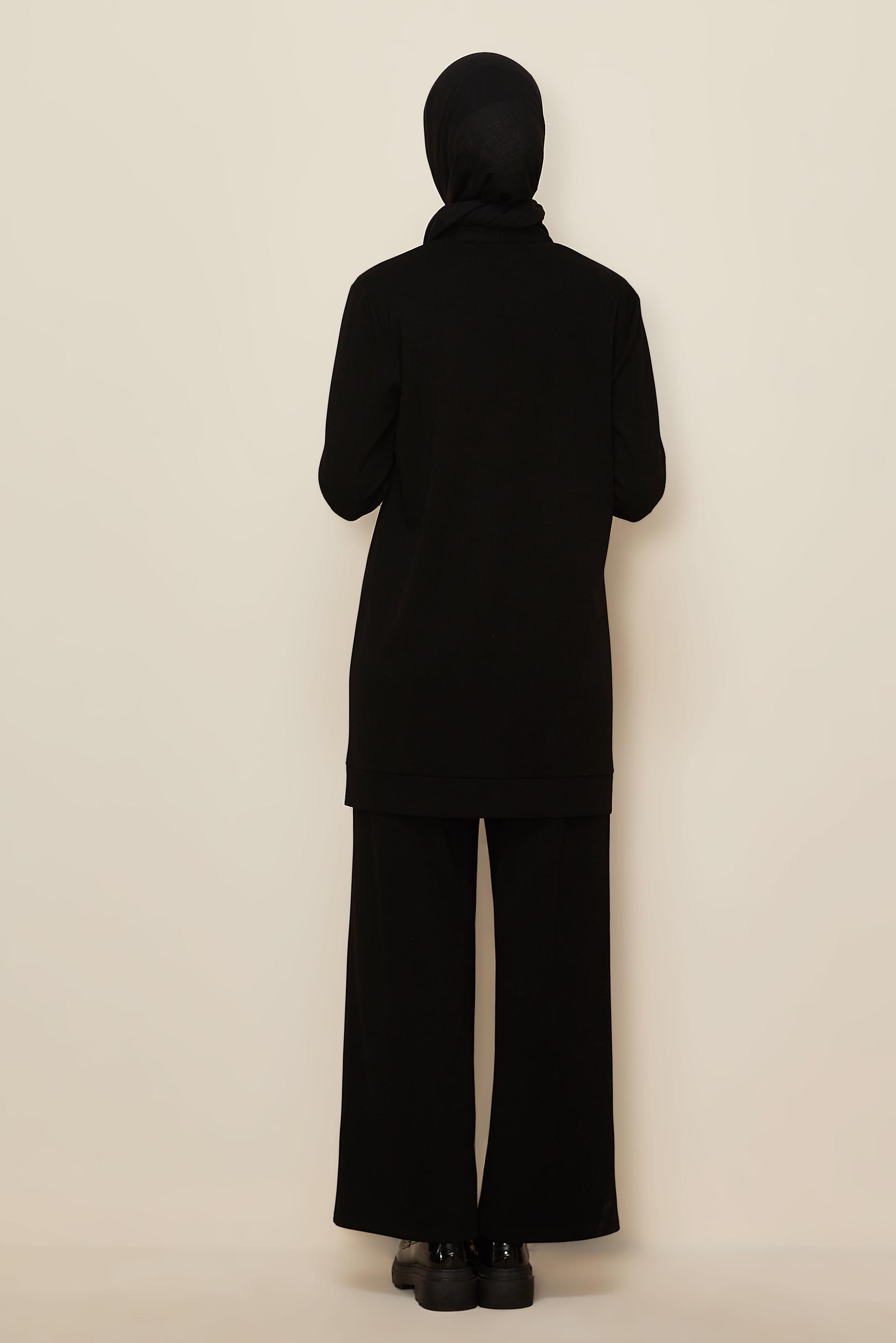 Vêtements hijab NOIR ENSEMBLE PANTALON DÉTAILLÉ AVEC BOUTONS 44269