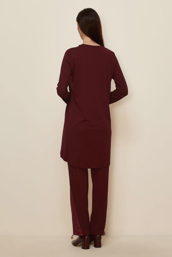 Tesettür giyim BORDO PANTOLONLU TAKIM 44288 - ALVİNA