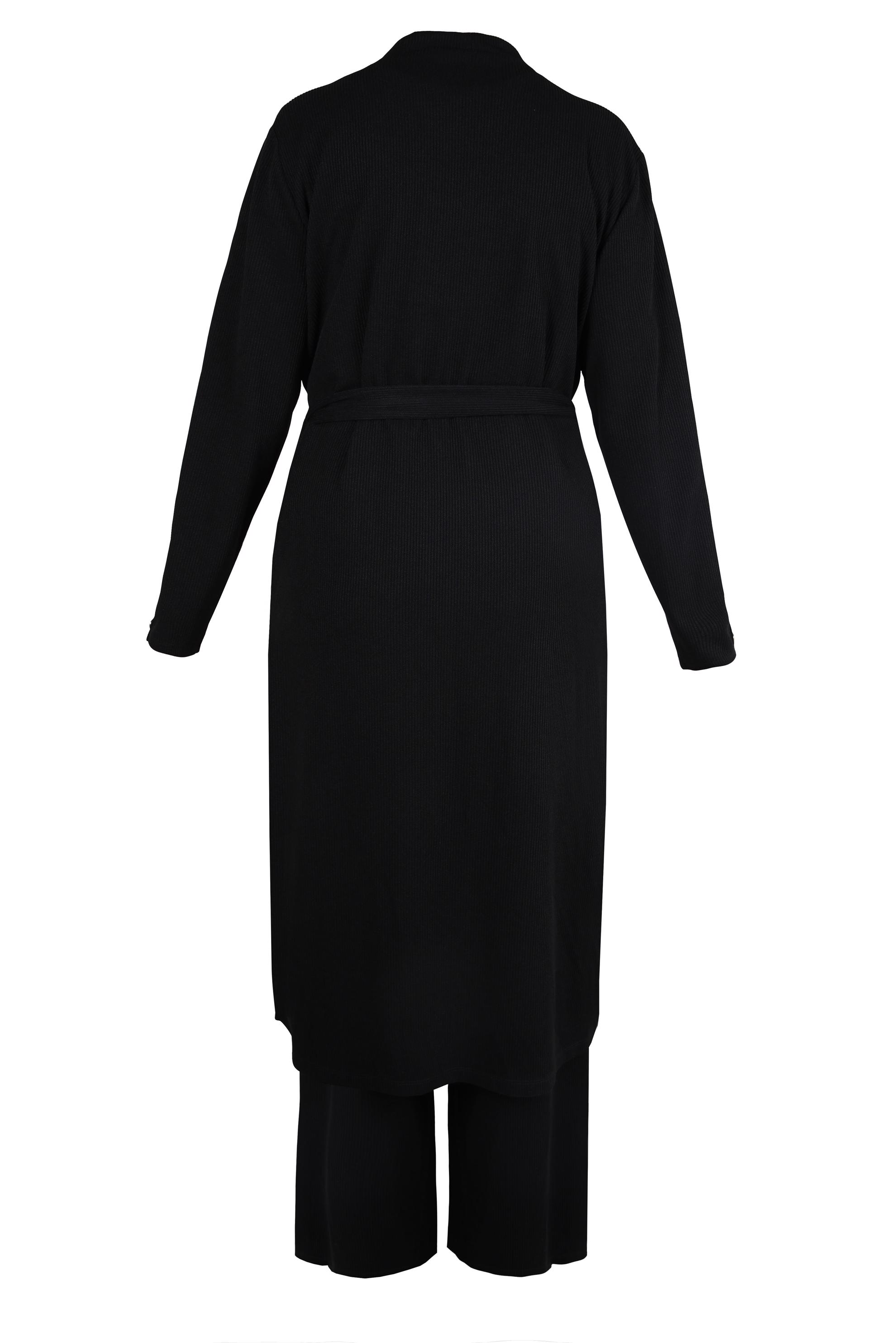 Hijab clothing BLACK BELTED THREE PIECES PANTS SUIT 44289