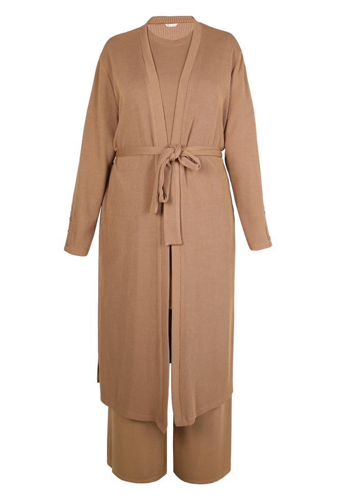 Hijab clothing TABA BELTED THREE PIECES PANTS SUIT 44289 - ALVİNA