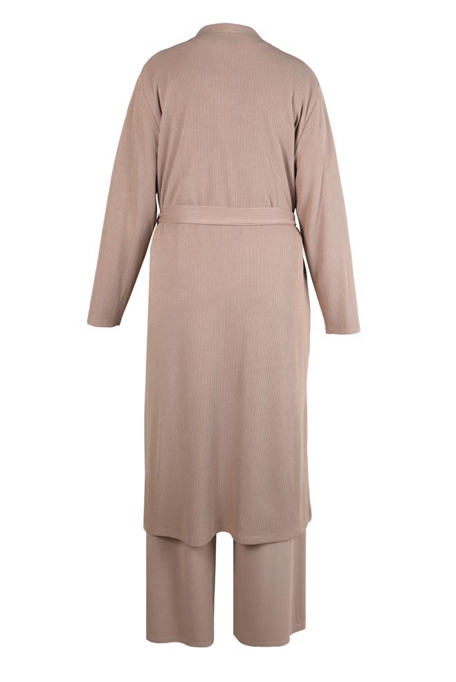 Hijab clothing SAND BELTED THREE PIECES PANTS SUIT 44289 - ALVİNA