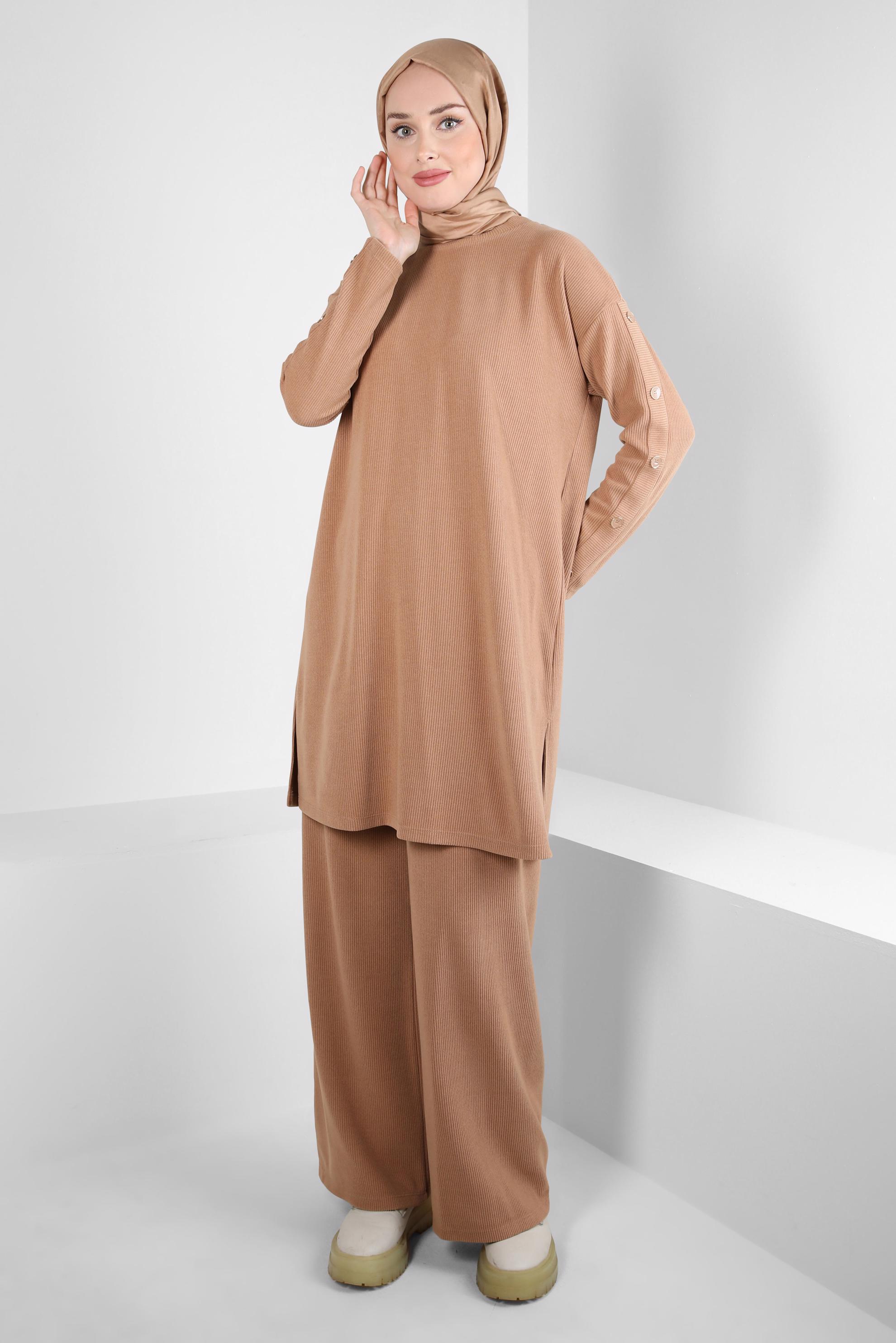 Hijab clothing BROWN WIDE LEG PANTS SUIT 44340