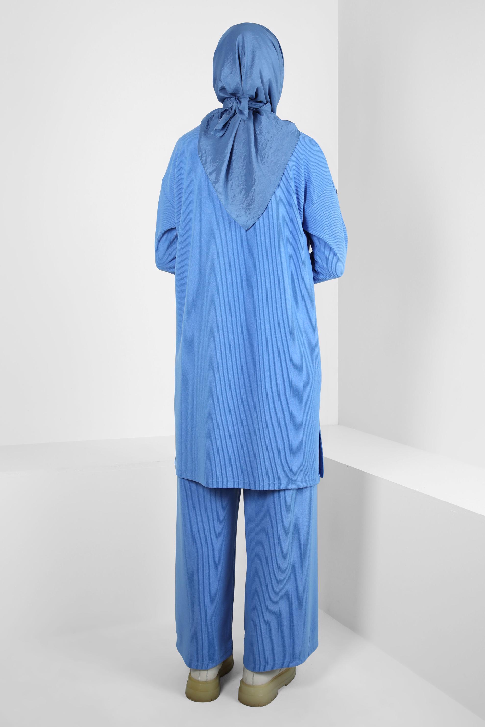 Tesettür giyim LACİVERT GENİŞ PAÇA PANTOLONLU TAKIM 44340