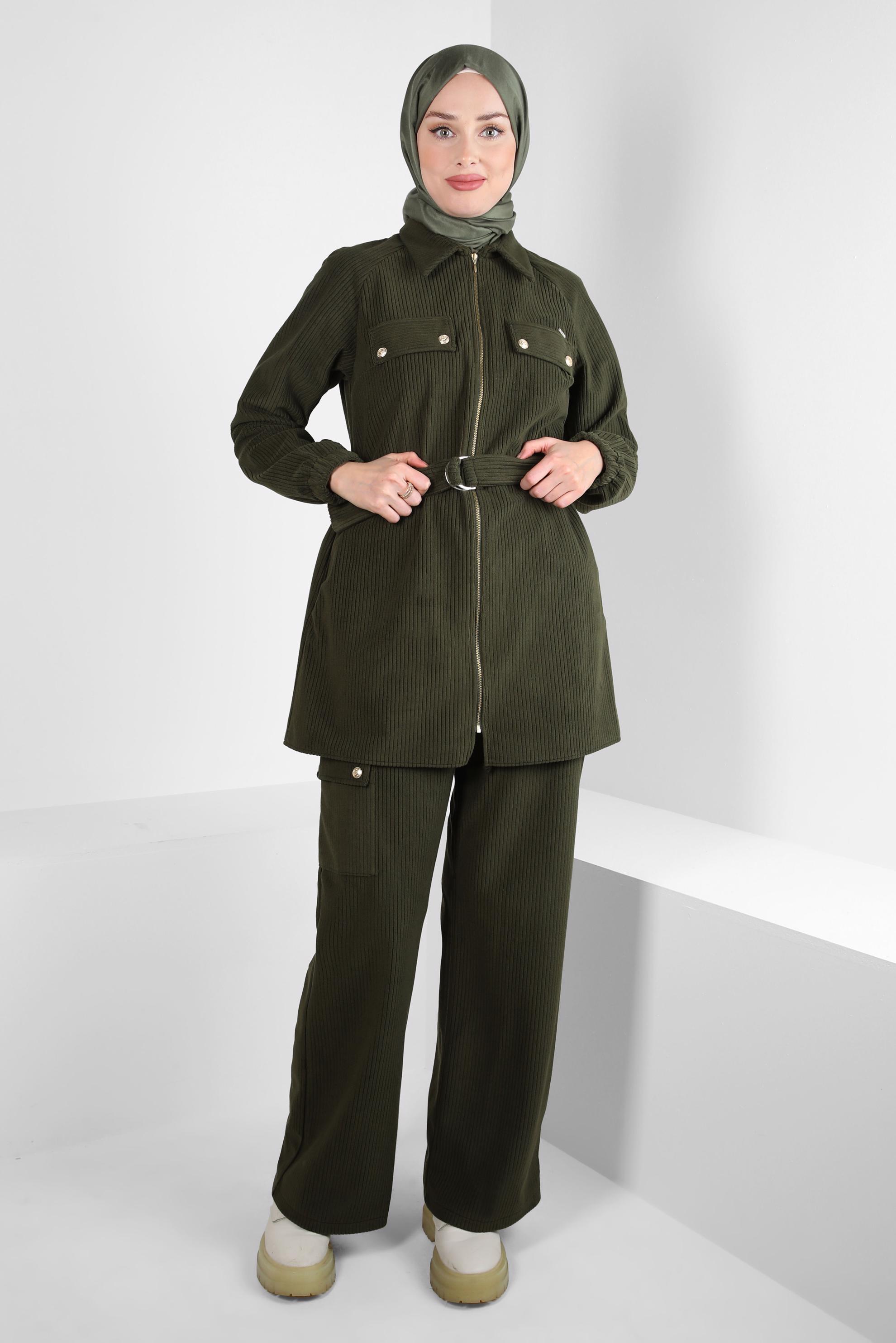 Vêtements hijab KAKI COSTUME PANTALON EN VELOURS 44342