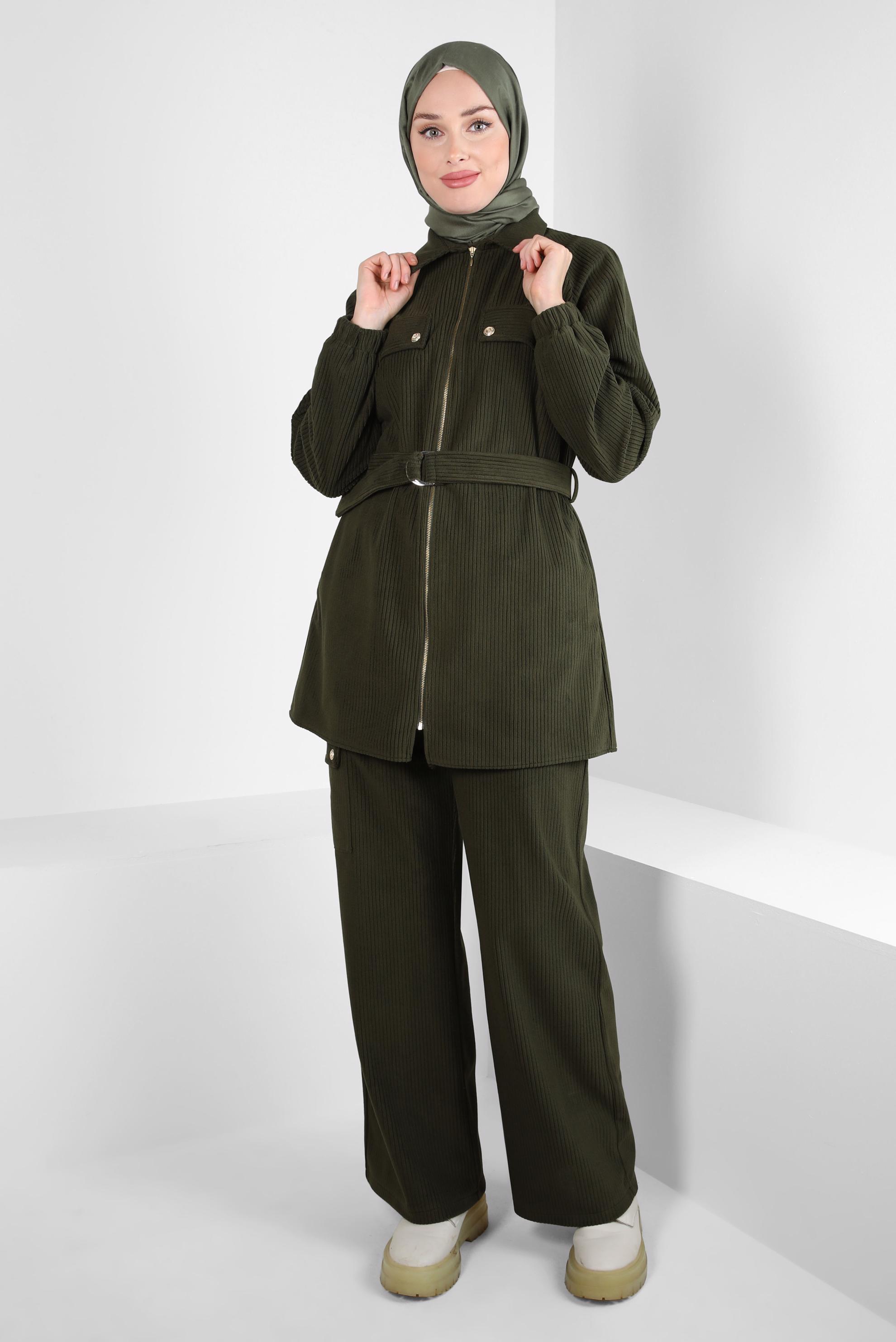 Vêtements hijab KAKI COSTUME PANTALON EN VELOURS 44342