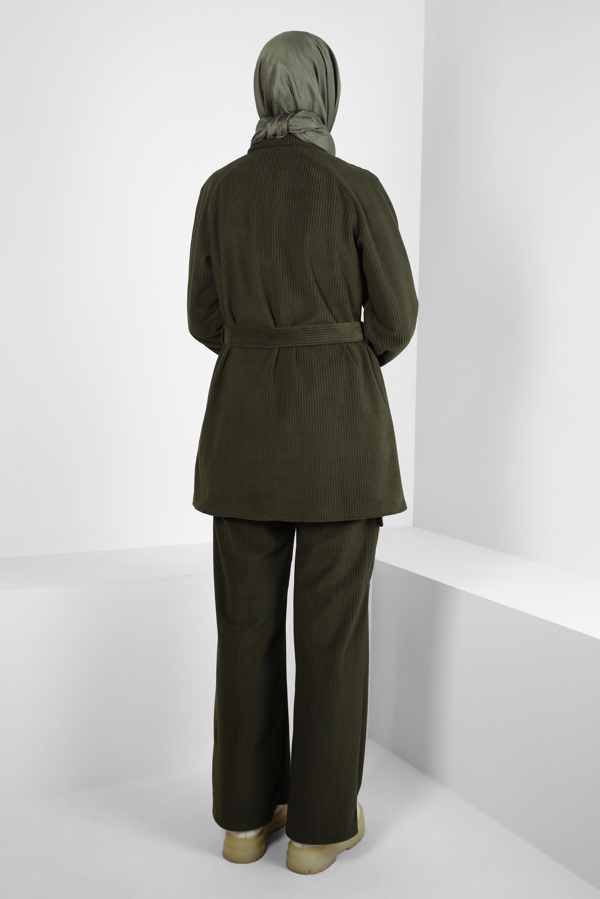 Vêtements hijab KAKI COSTUME PANTALON EN VELOURS 44342