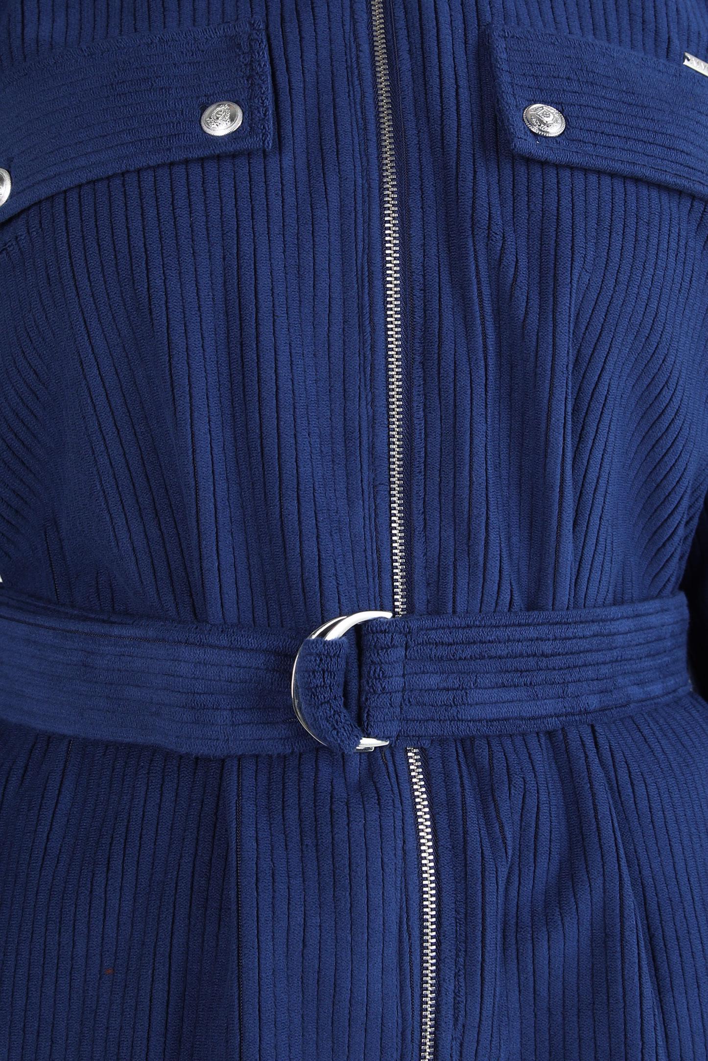 Tesettür giyim LACİVERT KUŞAKLI PANTOLONLU KADİFE TAKIM 44342