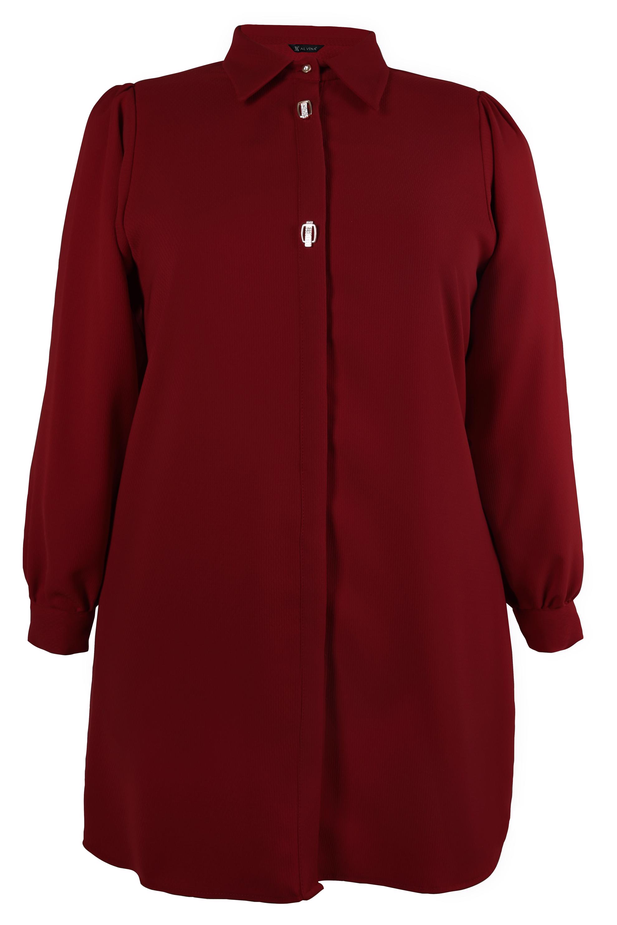 Tesettür giyim KIRMIZI AKSESUAR DETAYLI BÜYÜK BEDEN TUNİK 20480