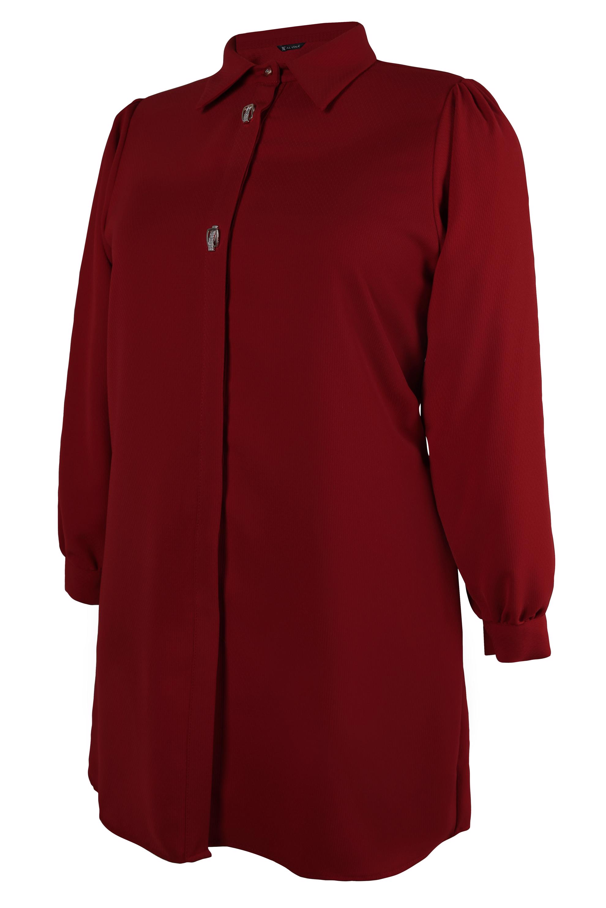 Tesettür giyim KIRMIZI AKSESUAR DETAYLI BÜYÜK BEDEN TUNİK 20480