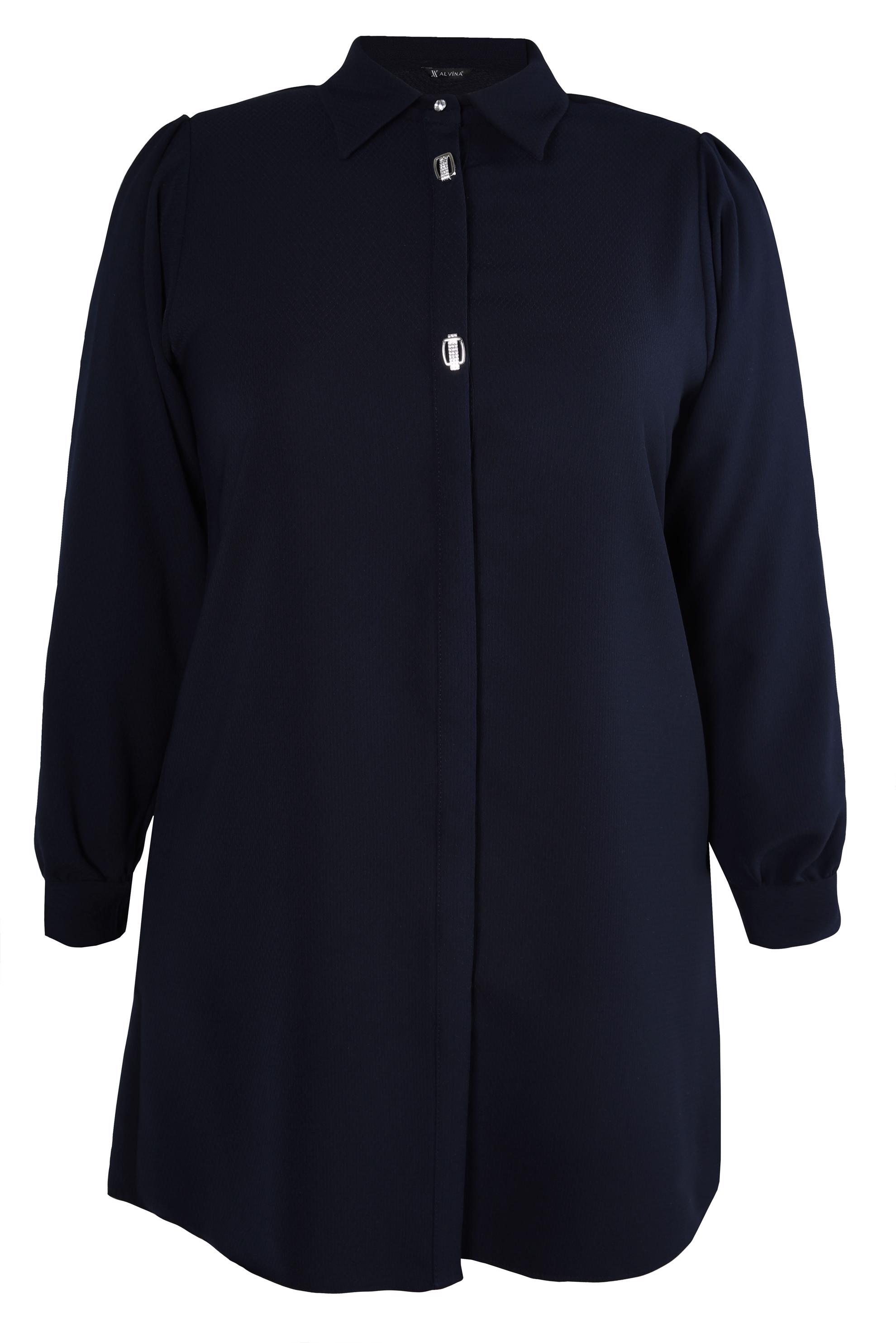 Vêtements hijab BLEU MARINE TUNIQUE AVEC DÉTAIL ACCESSOIRE 20480