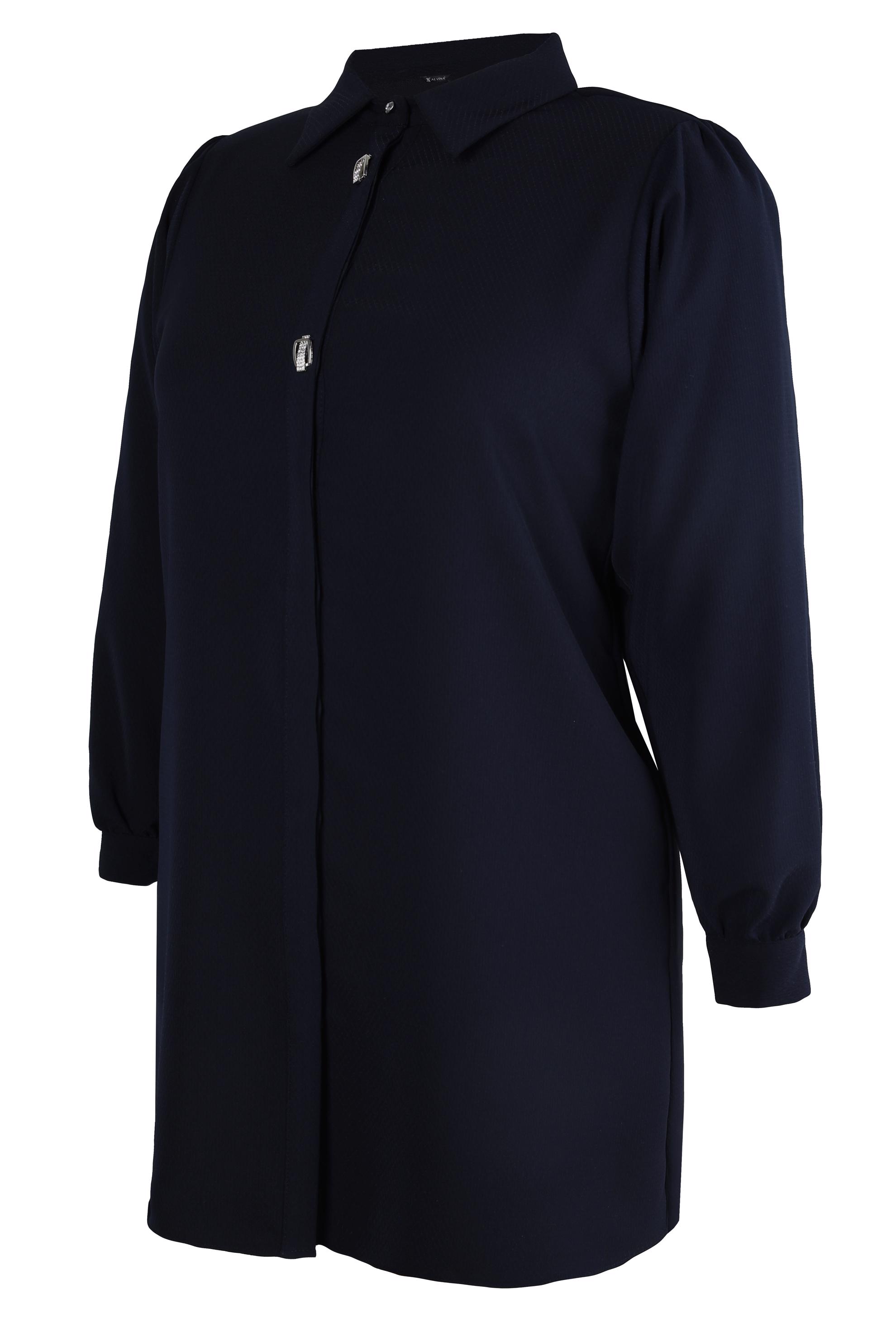 Vêtements hijab BLEU MARINE TUNIQUE AVEC DÉTAIL ACCESSOIRE 20480