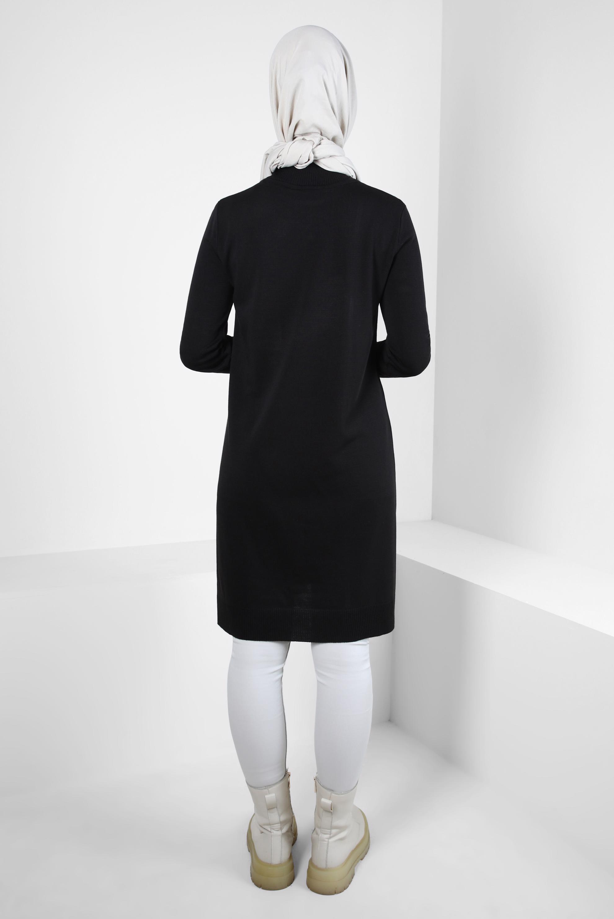 Tesettür giyim SİYAH CEPLİ TRİKO TUNİK 44001