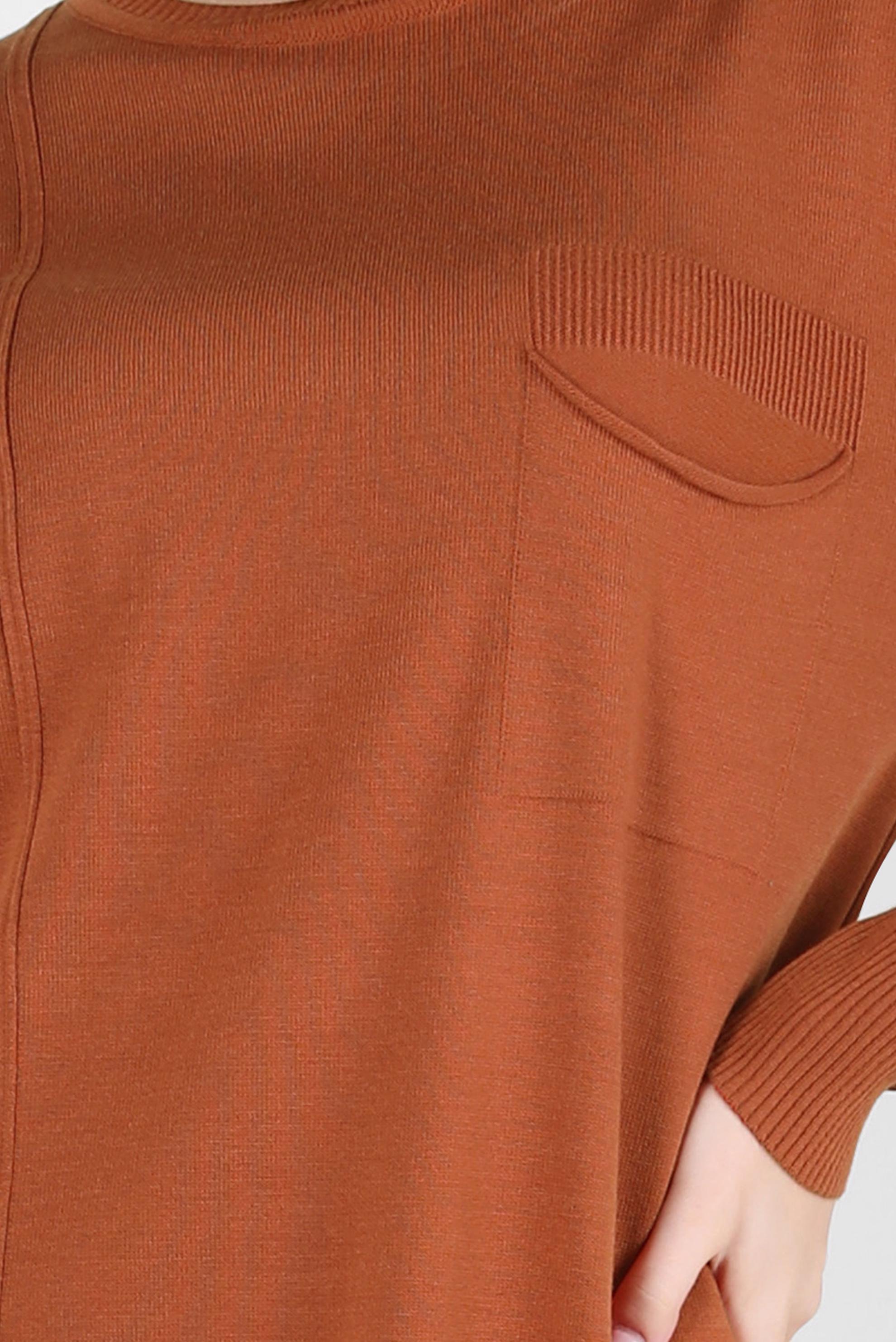 Tesettür giyim TURUNCU CEPLİ TRİKO TUNİK 44001