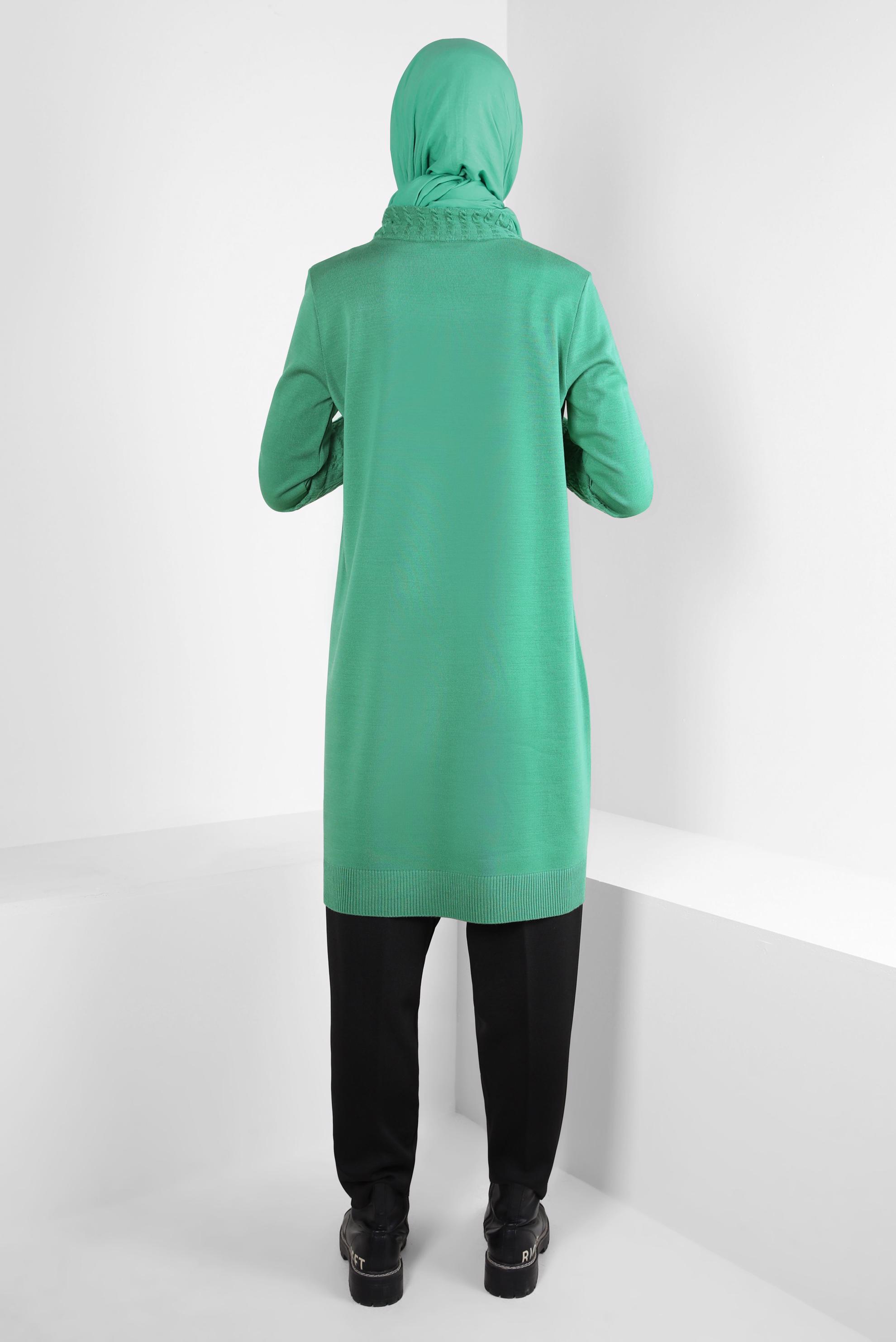Tesettür giyim YEŞİL TRİKO TUNİK 44002