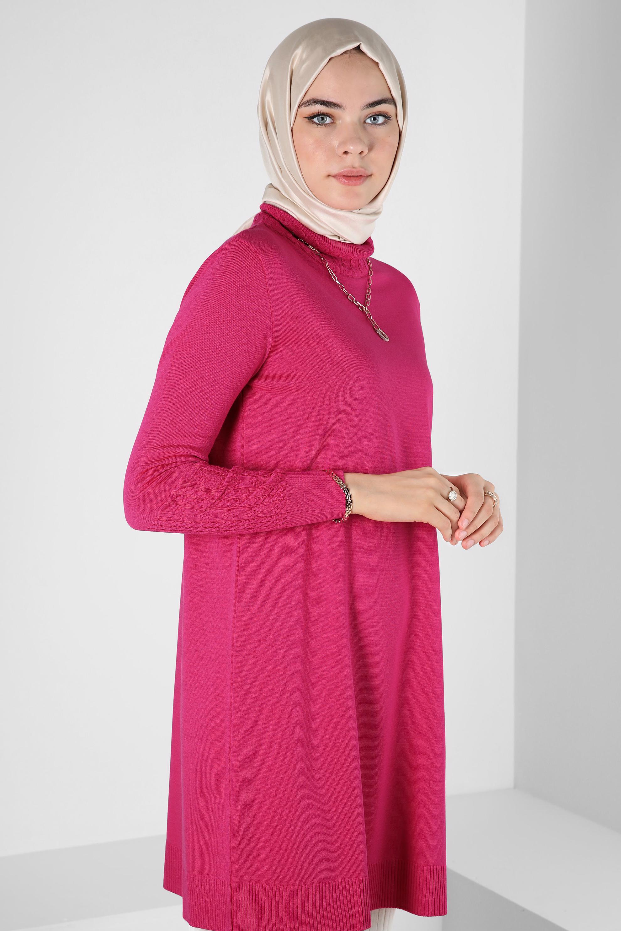 Tesettür giyim FUŞYA TRİKO TUNİK 44002