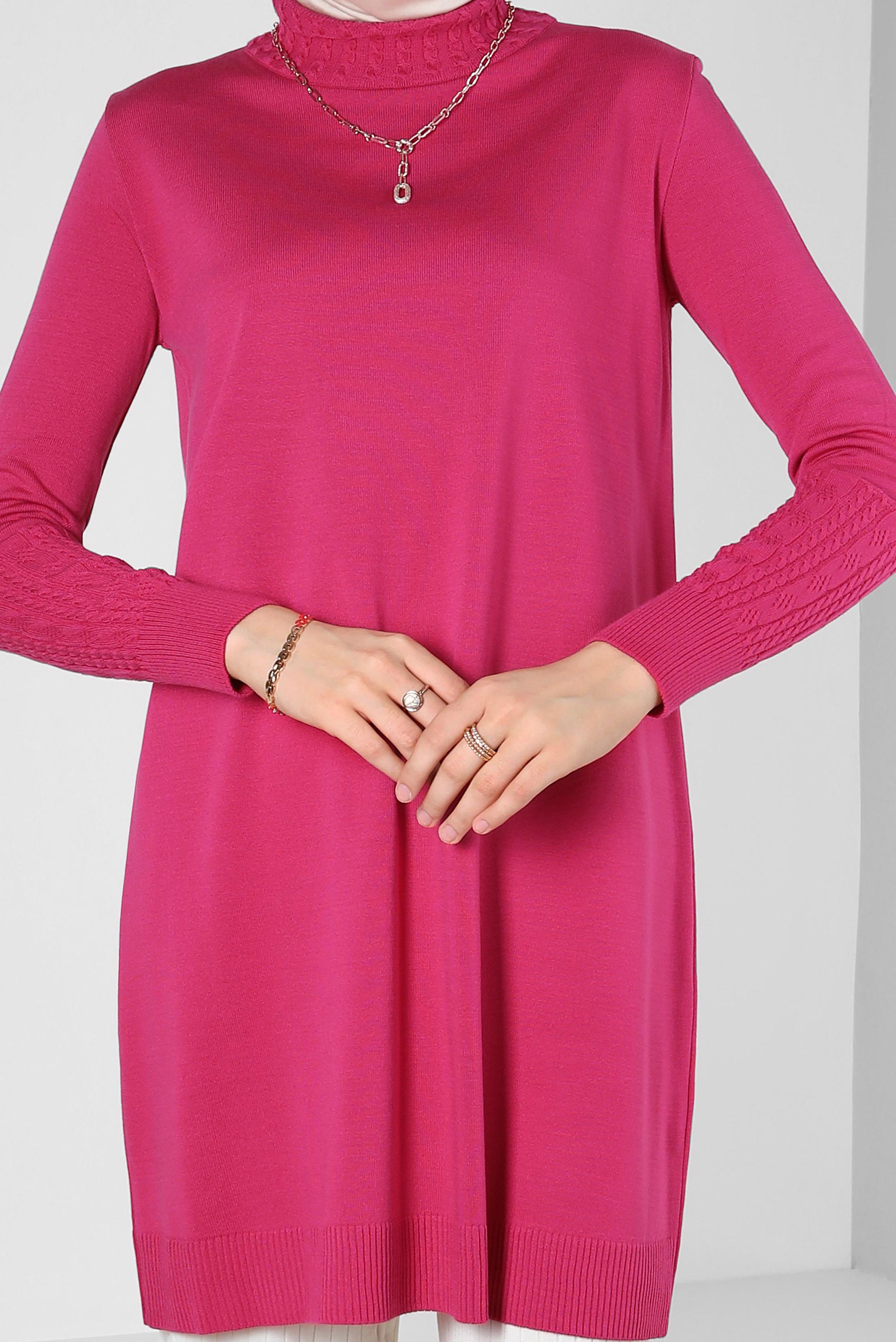 Tesettür giyim FUŞYA TRİKO TUNİK 44002