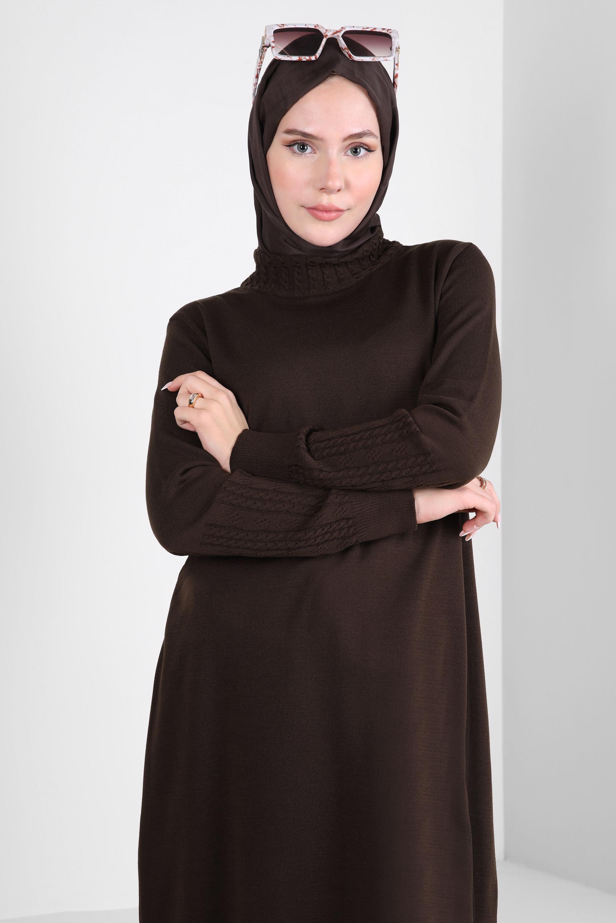 Tesettür giyim KAHVE TRİKO TUNİK 44002
