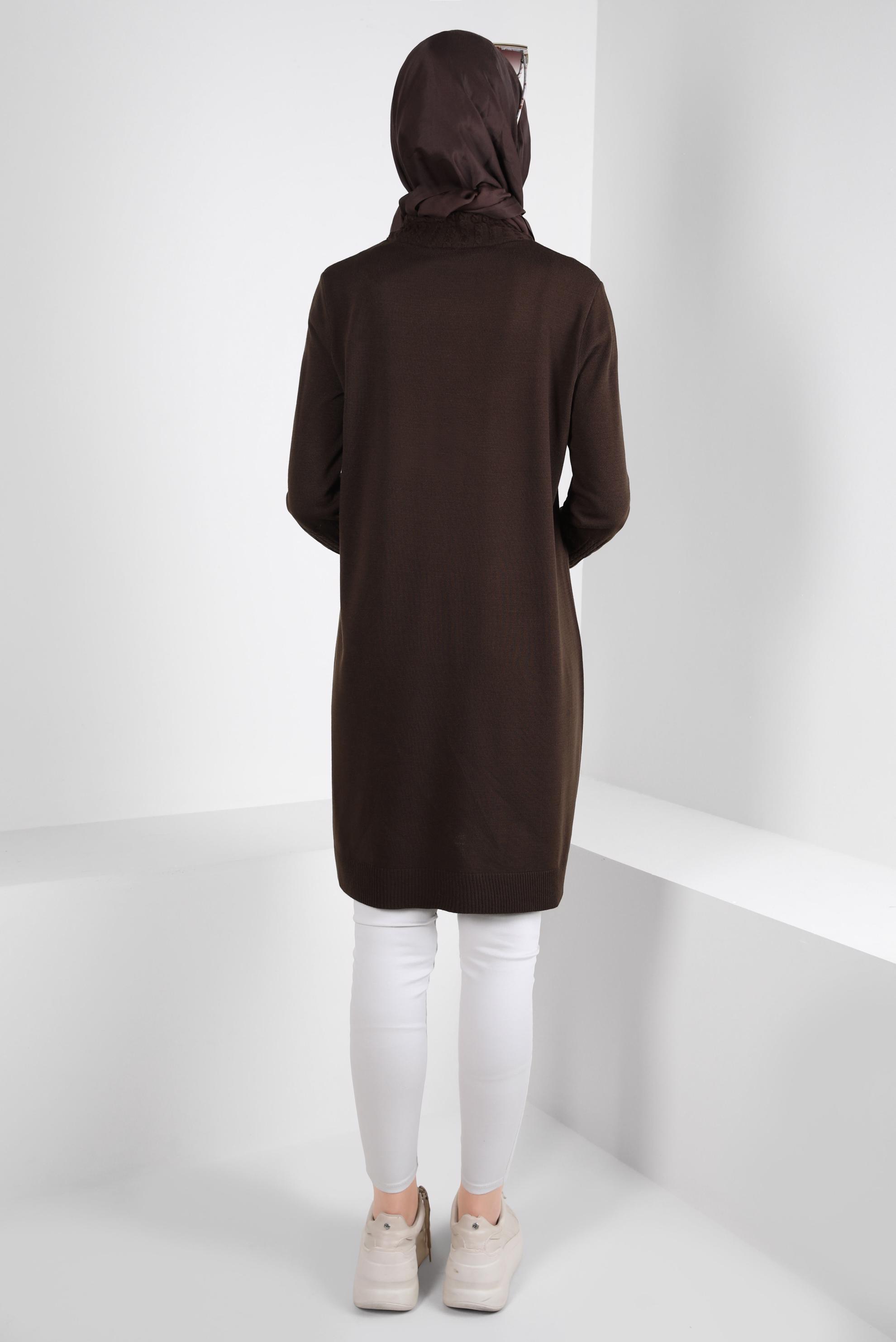 Tesettür giyim KAHVE TRİKO TUNİK 44002