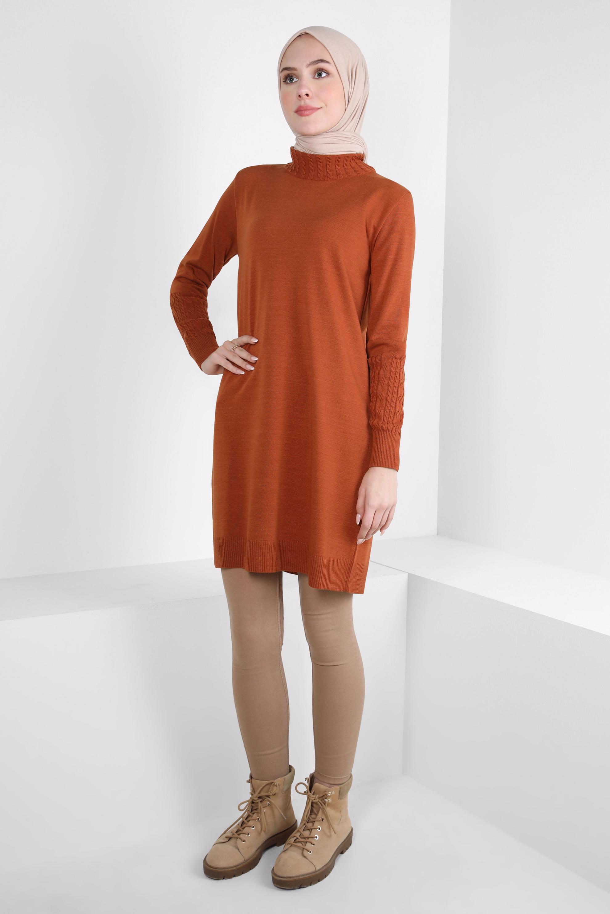 Tesettür giyim TURUNCU TRİKO TUNİK 44002