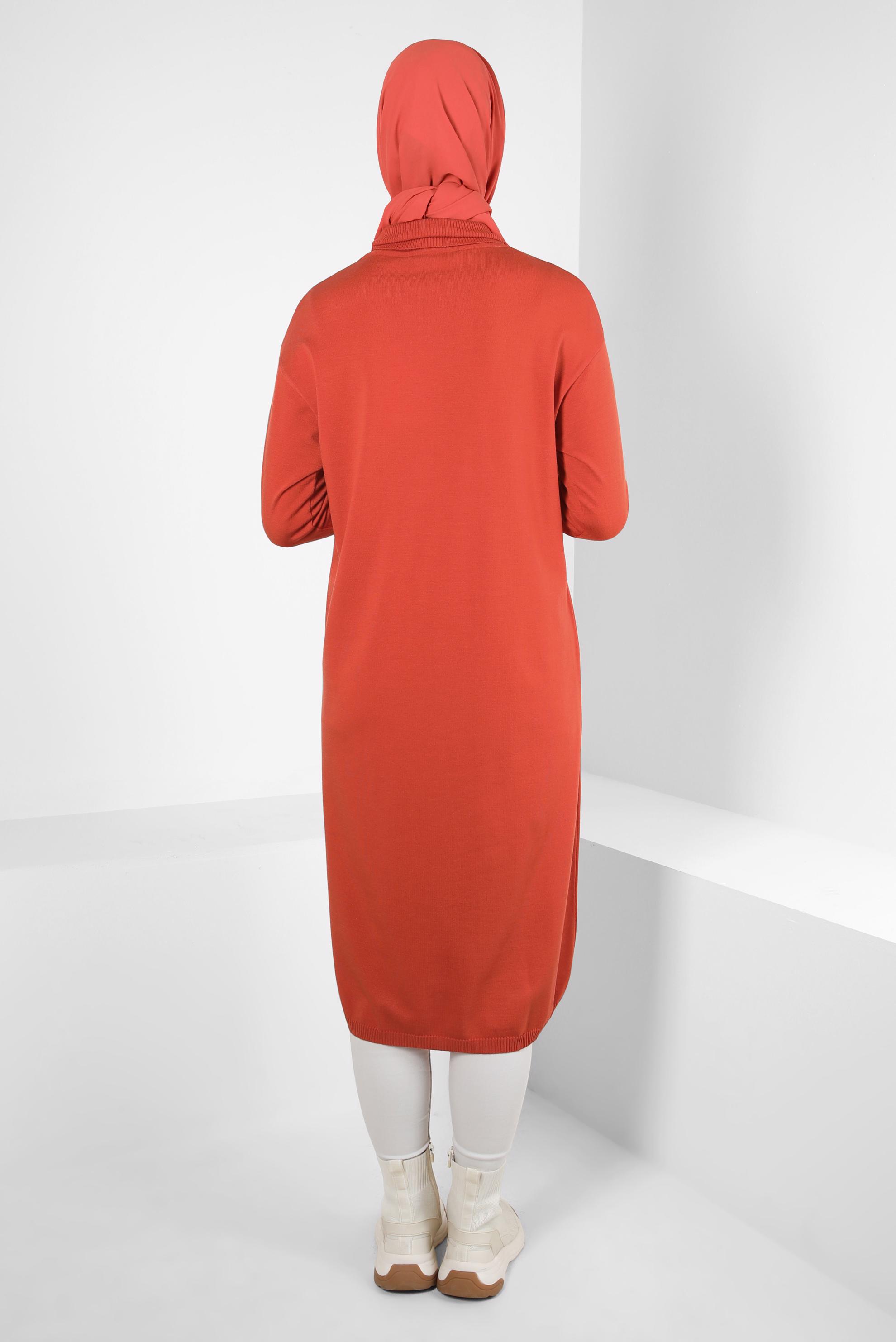 Tesettür giyim TURUNCU UZUN TRİKO TUNİK 44003