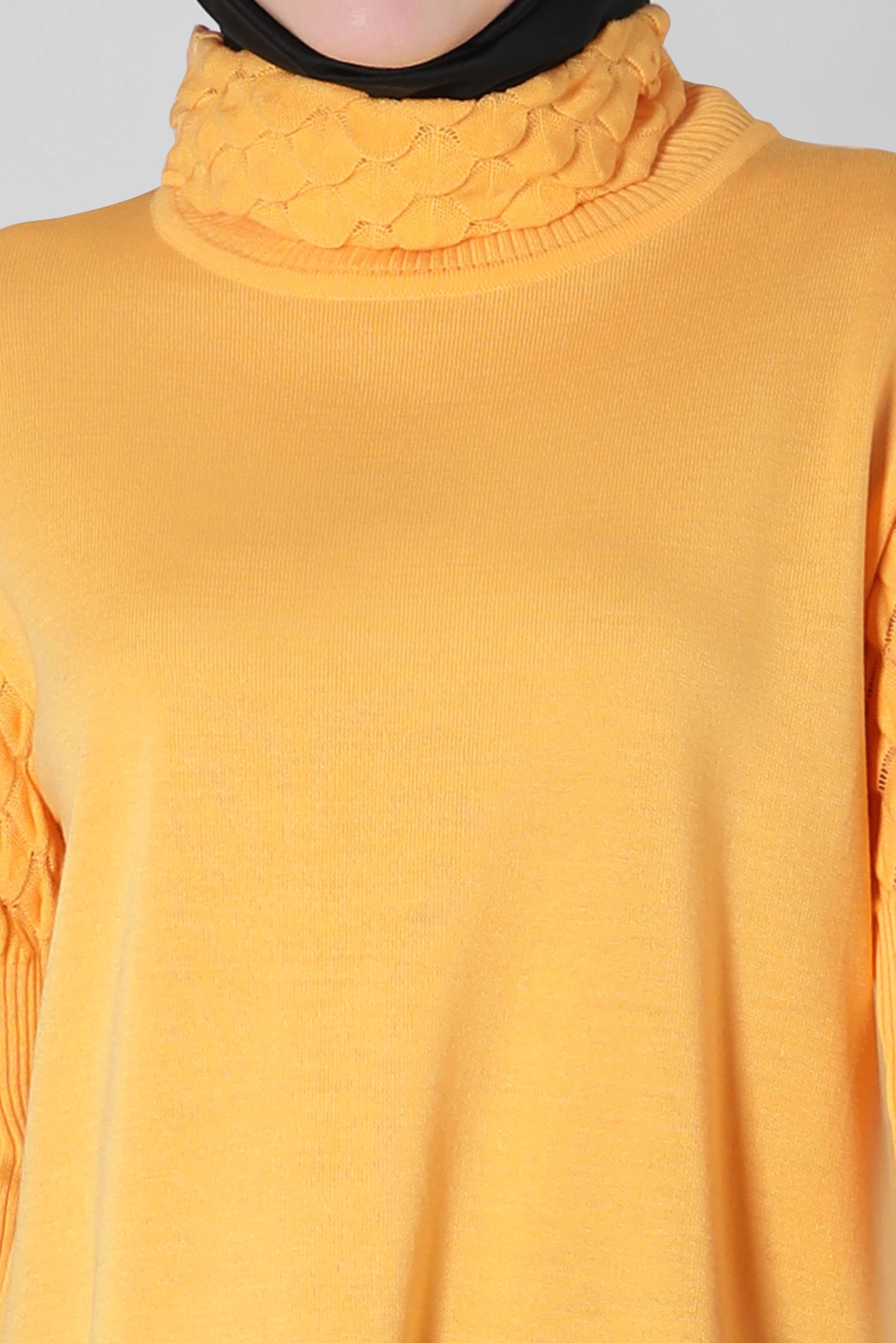 Tesettür giyim SARI BOĞAZLI YAKA TRİKO TUNİK 44006