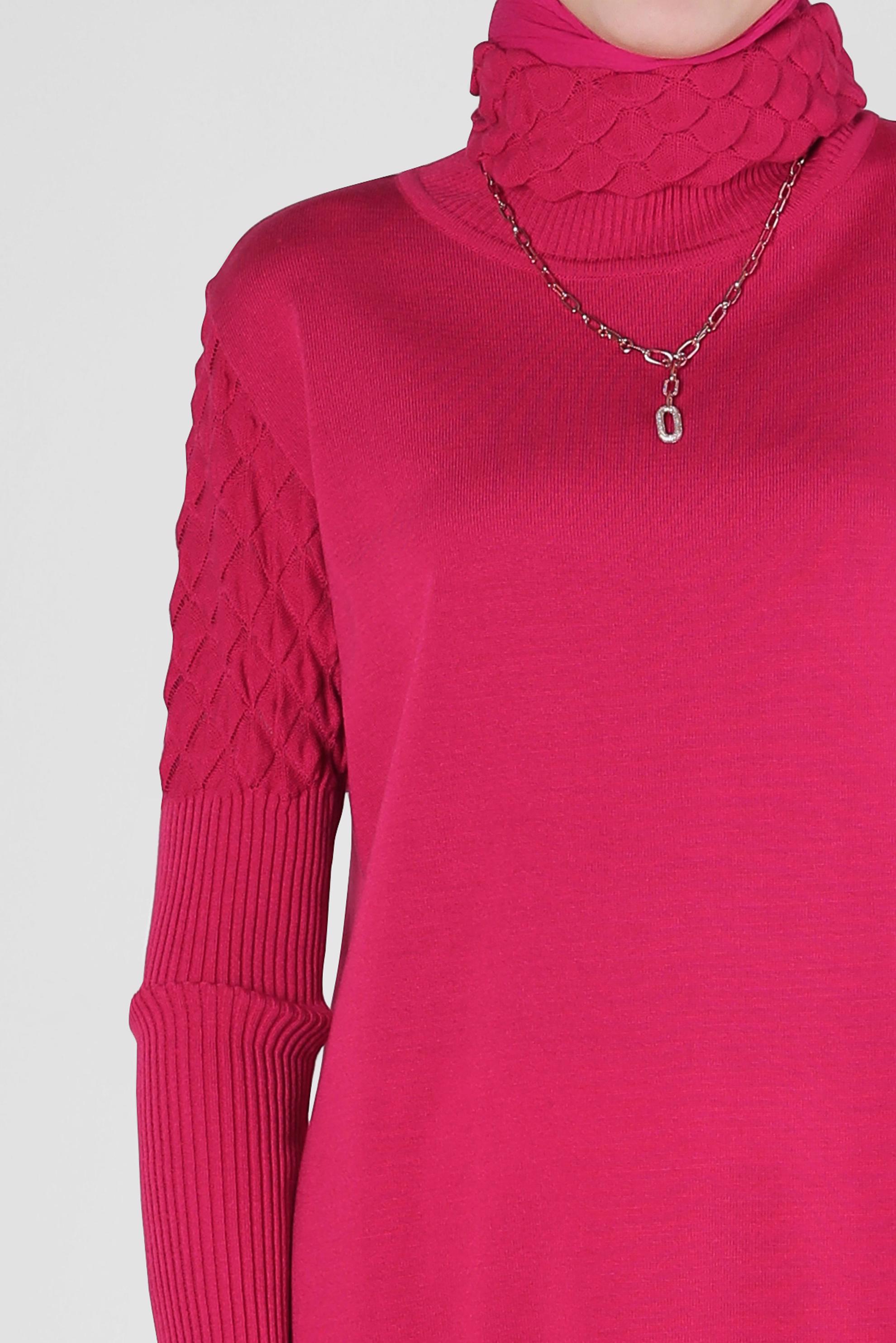 Tesettür giyim FUŞYA BOĞAZLI YAKA TRİKO TUNİK 44006