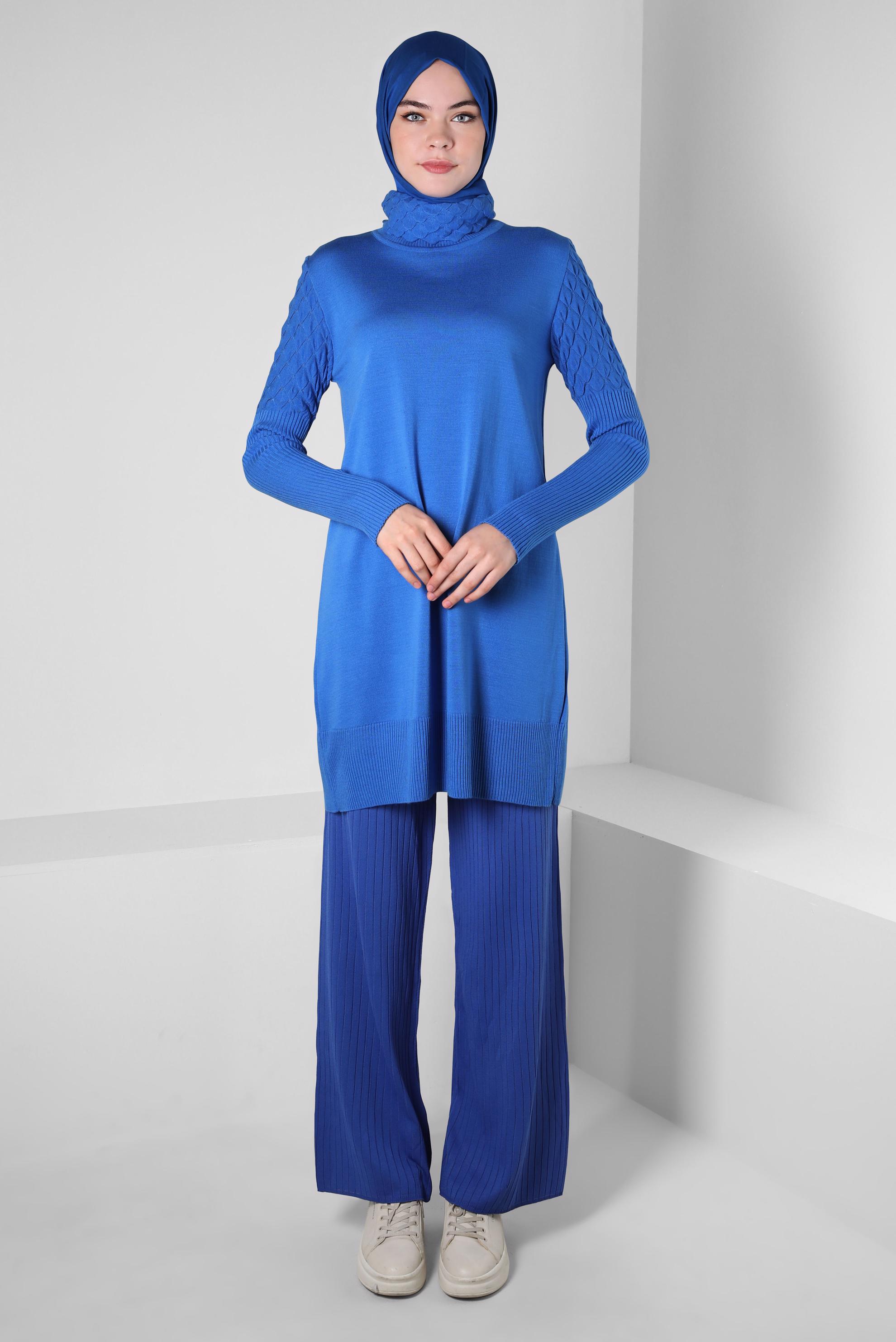 Hijab clothing BLUE TURTLENECK KNITWEAR TUNIC 44006
