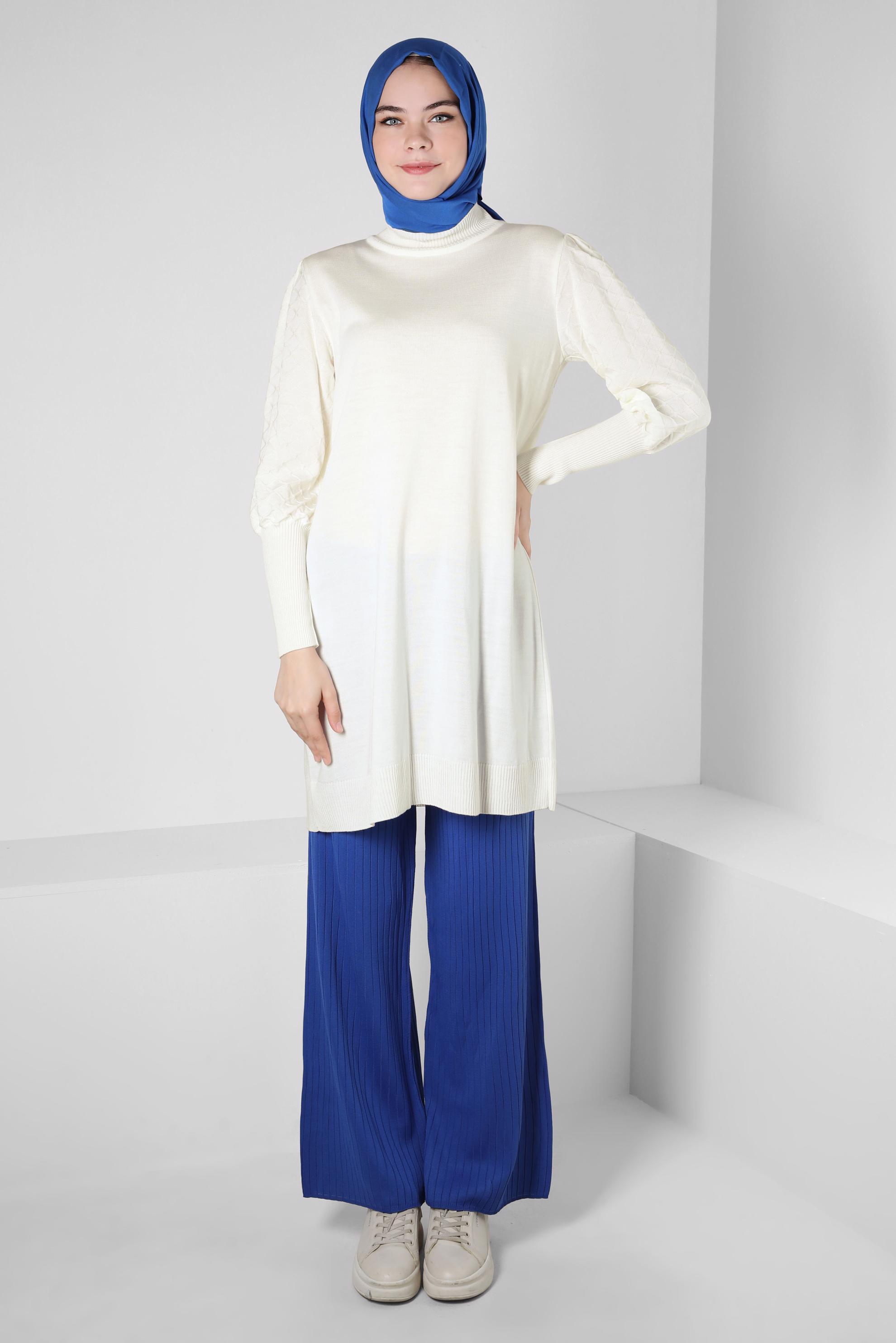 Tesettür giyim BEYAZ TRİKO TUNİK 44008