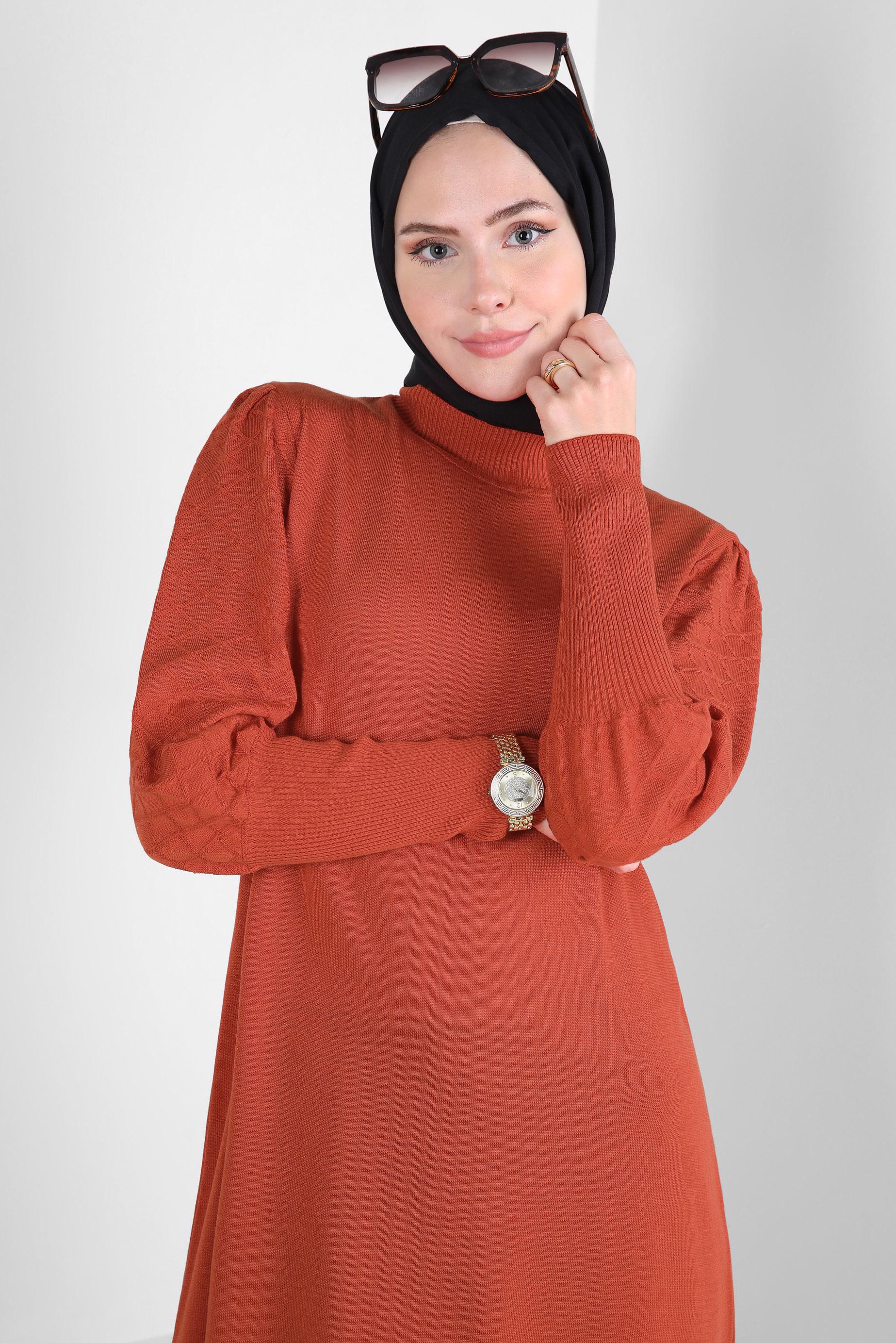 Tesettür giyim TURUNCU TRİKO TUNİK 44008
