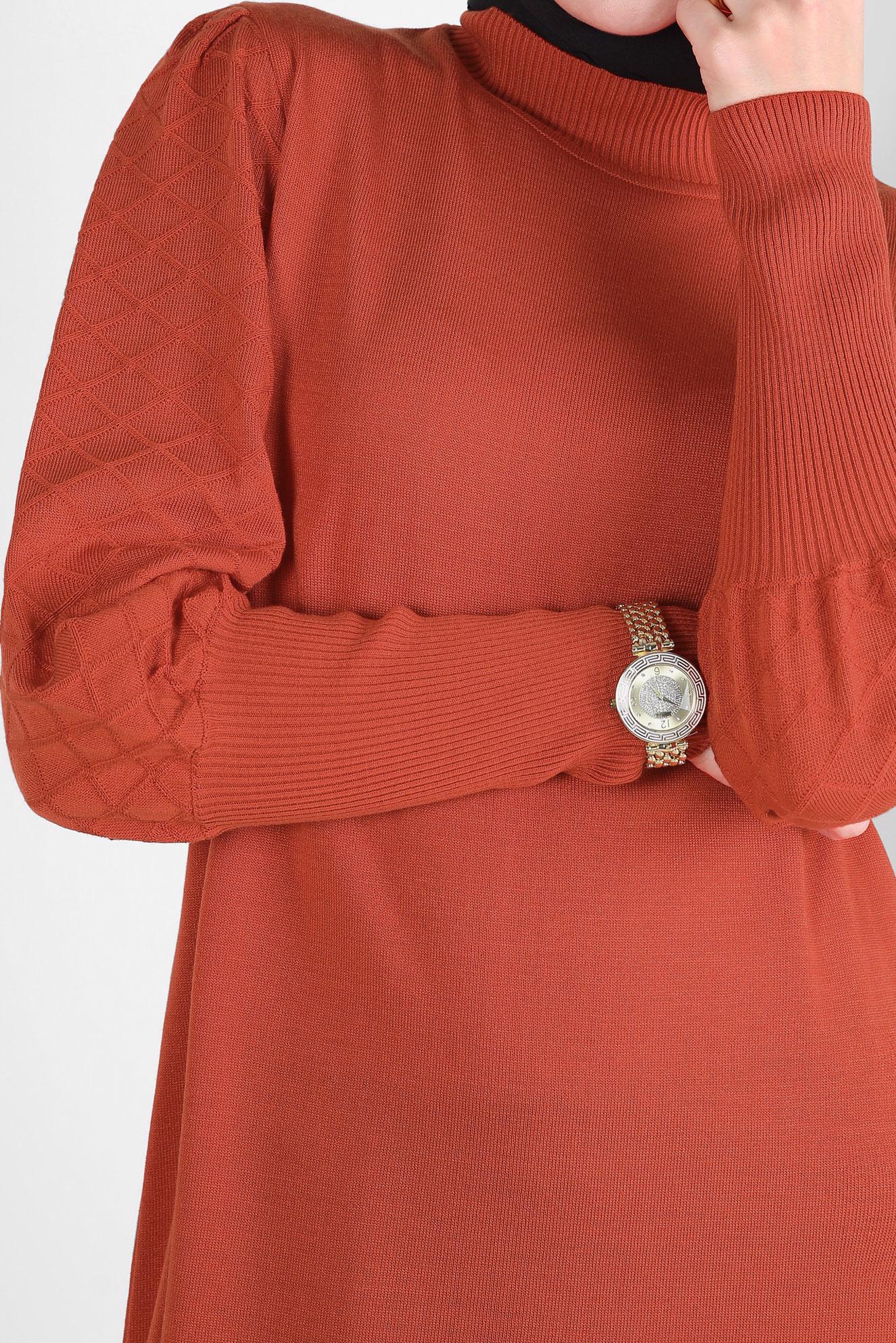 Tesettür giyim TURUNCU TRİKO TUNİK 44008