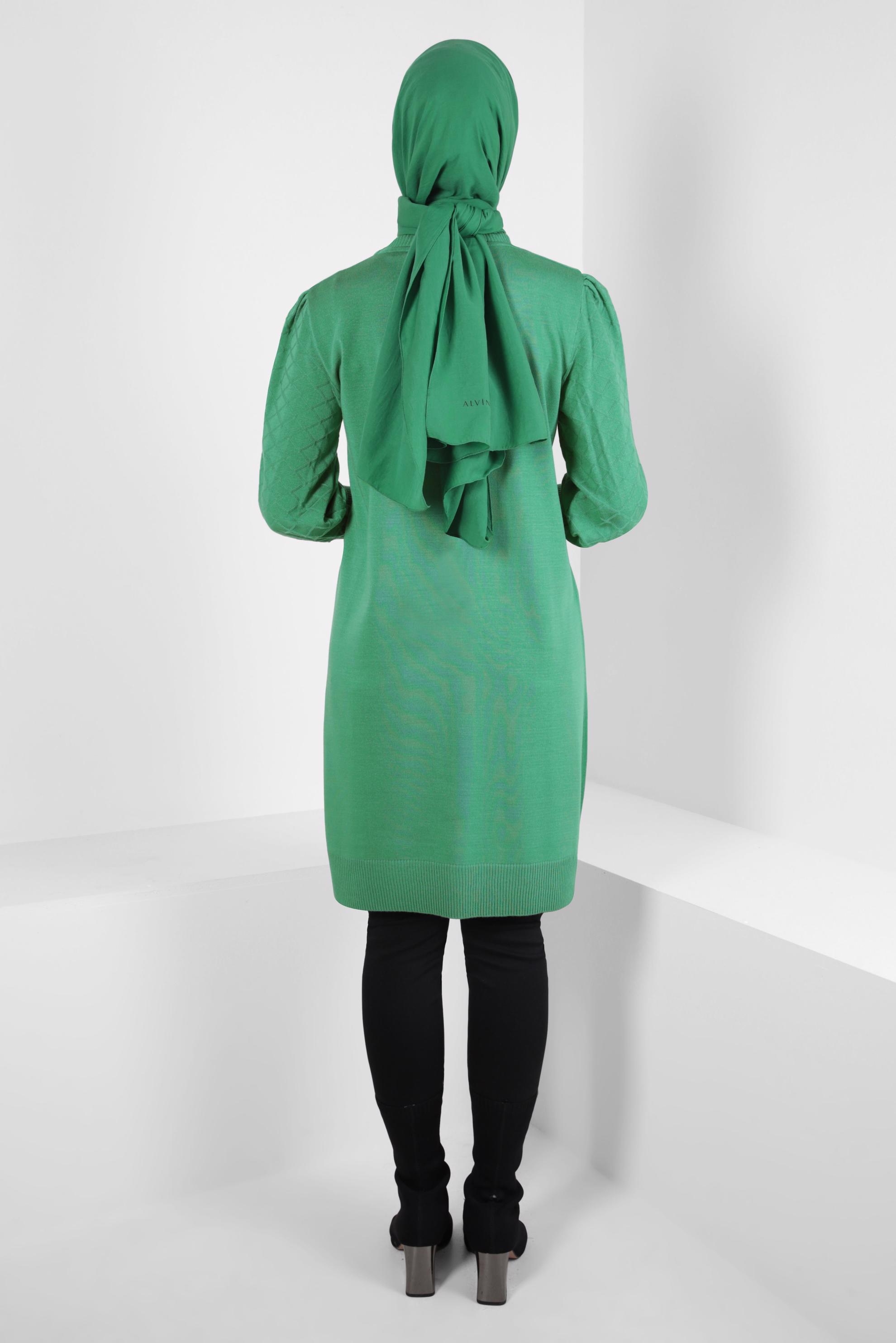 Tesettür giyim YEŞİL TRİKO TUNİK 44008