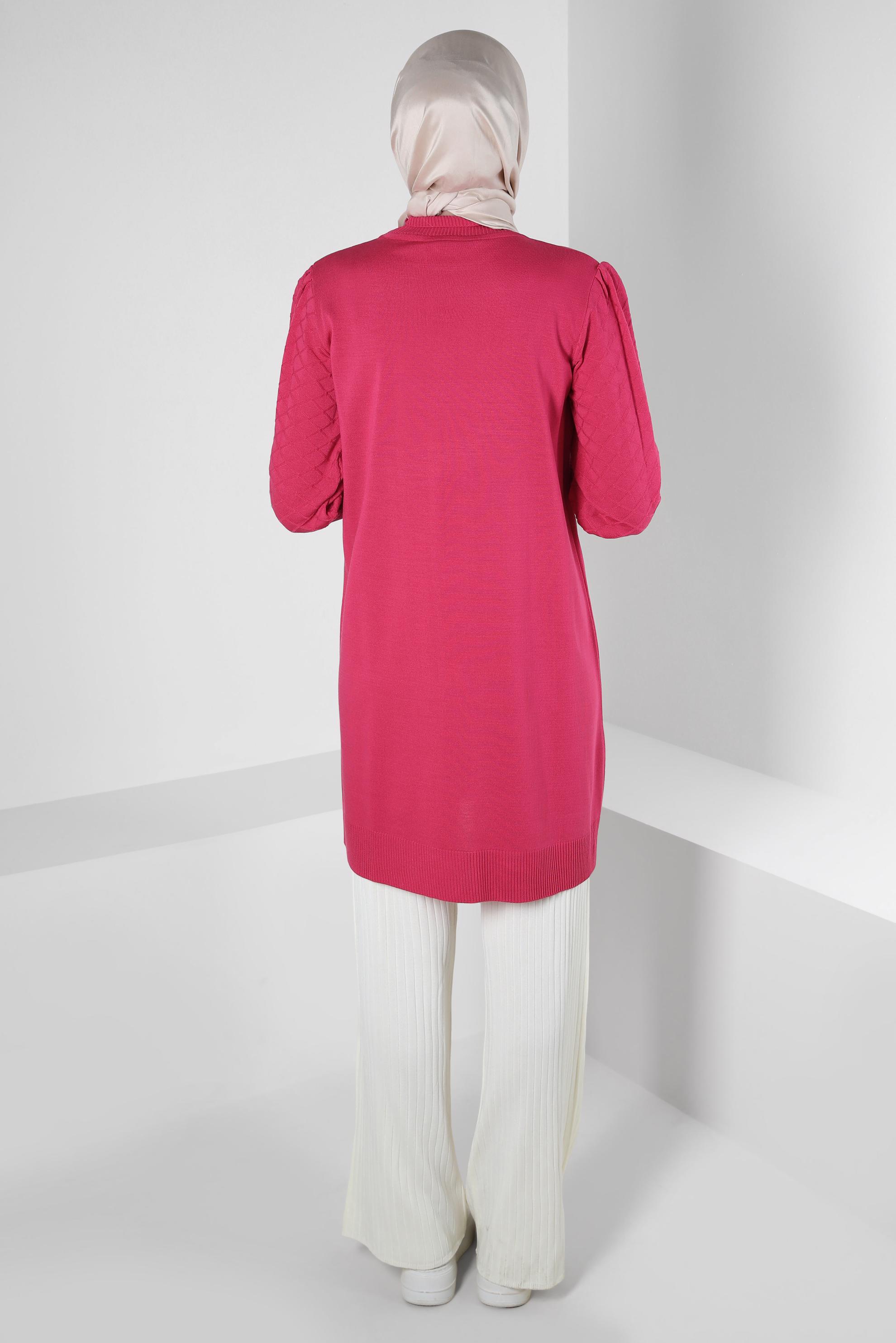 Tesettür giyim FUŞYA TRİKO TUNİK 44008