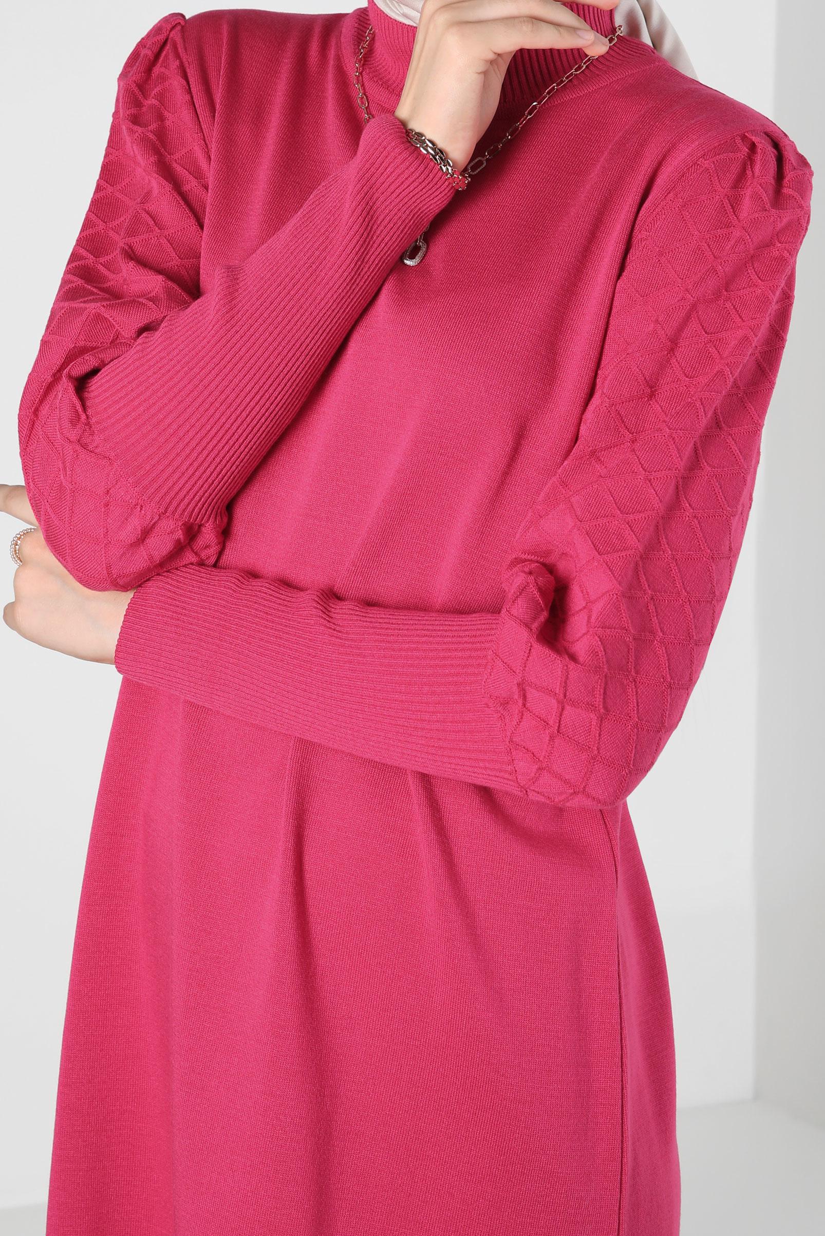 Tesettür giyim FUŞYA TRİKO TUNİK 44008