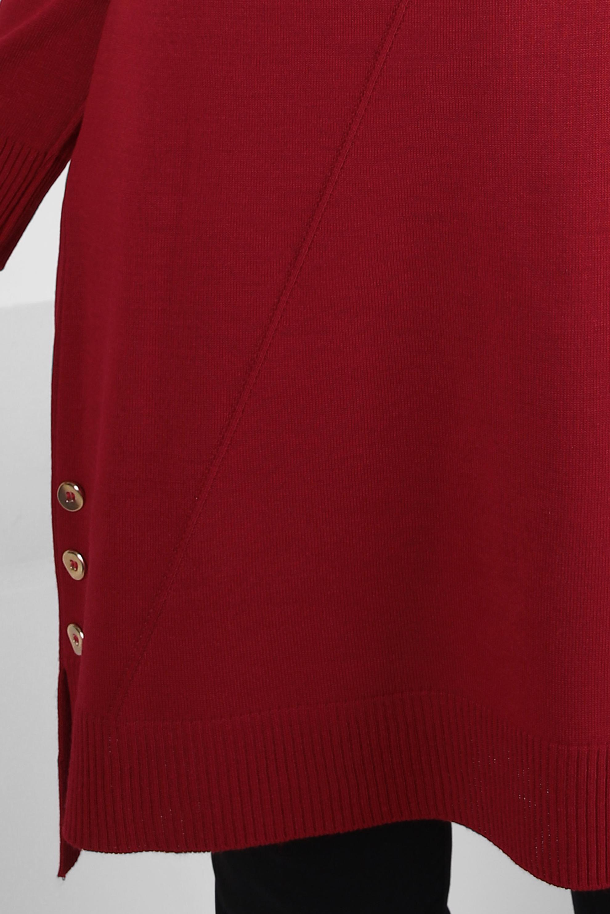 Tesettür giyim KIRMIZI BOĞAZLI YAKA TRİKO TUNİK 44009