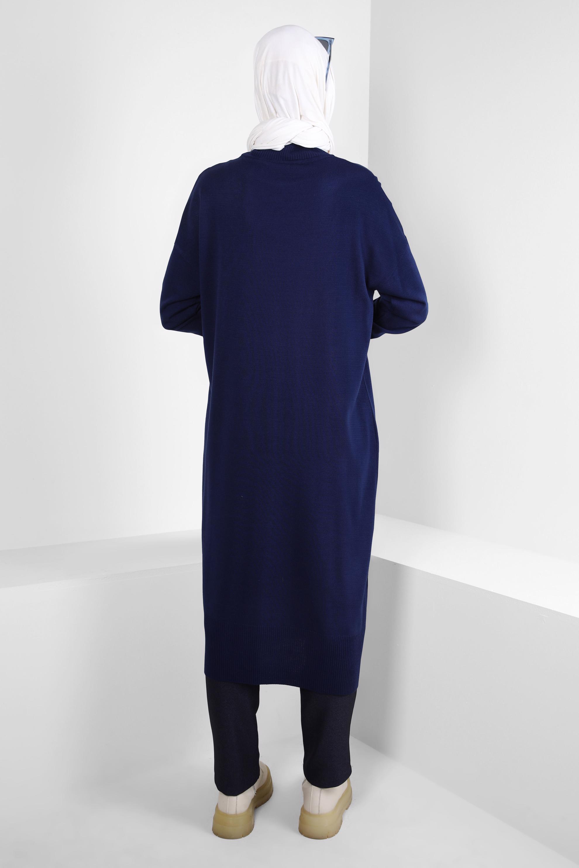 Tesettür giyim LACİVERT BOĞAZLI YAKA TRİKO TUNİK 44011