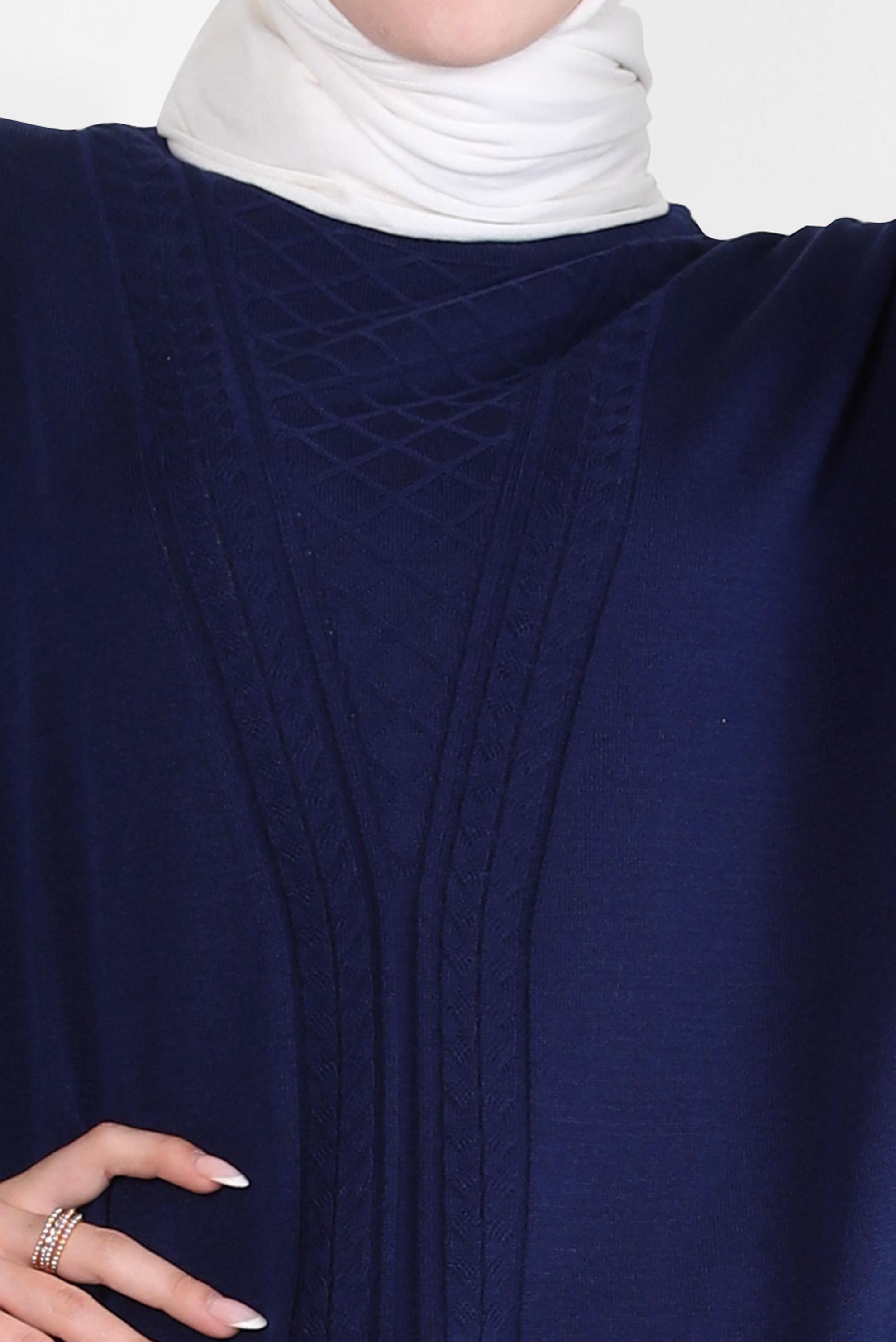 Tesettür giyim LACİVERT BOĞAZLI YAKA TRİKO TUNİK 44011