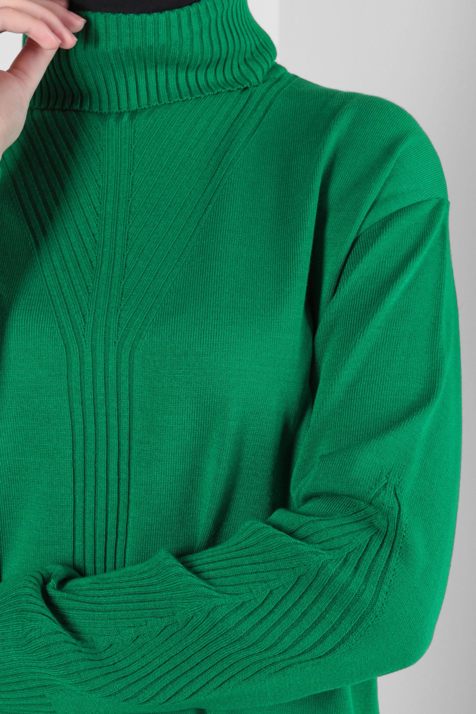 Tesettür giyim YEŞİL BOĞAZLI YAKA TRİKO TUNİK 44014