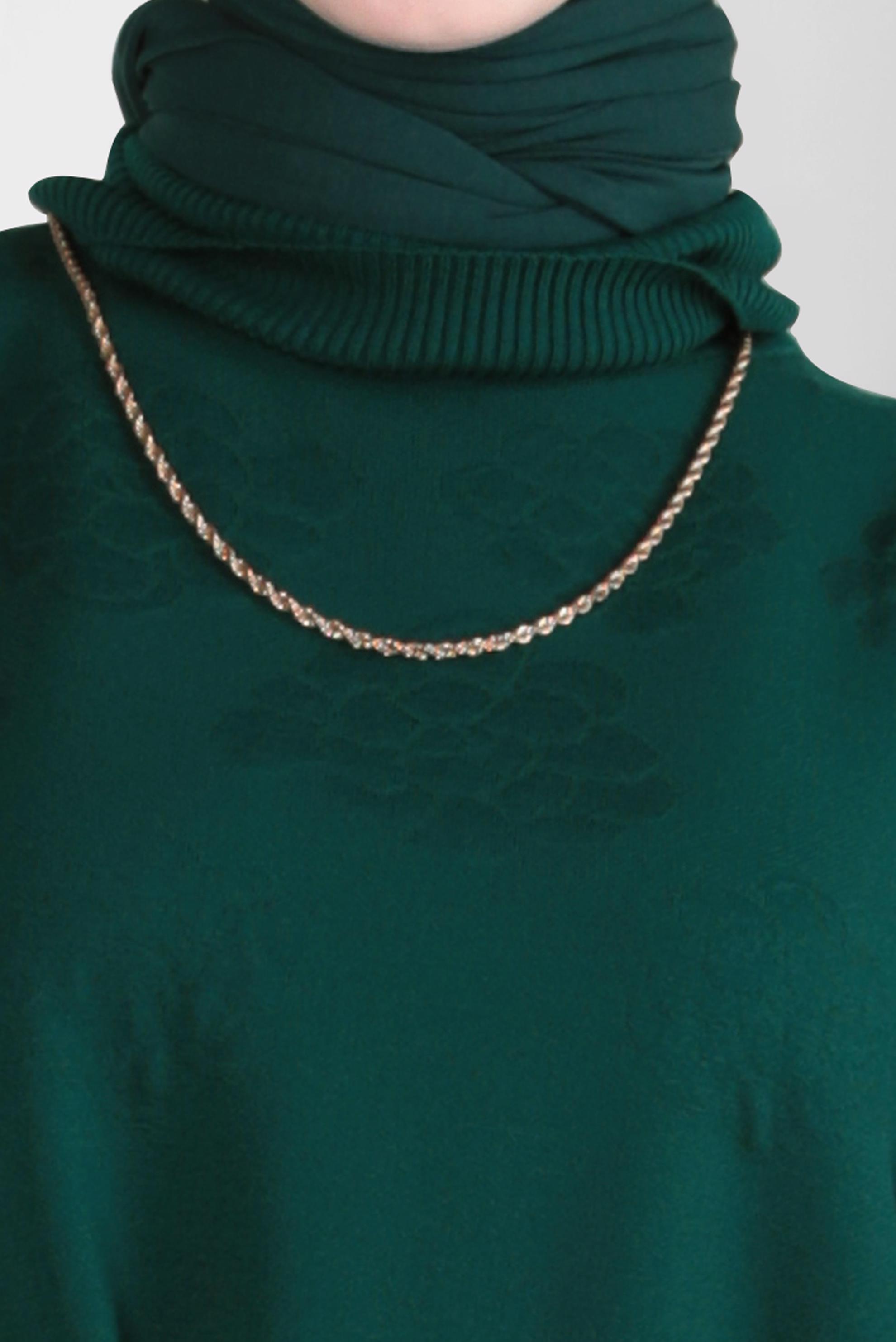 Tesettür giyim YEŞİL BOĞAZLI YAKA TRİKO TUNİK 44015