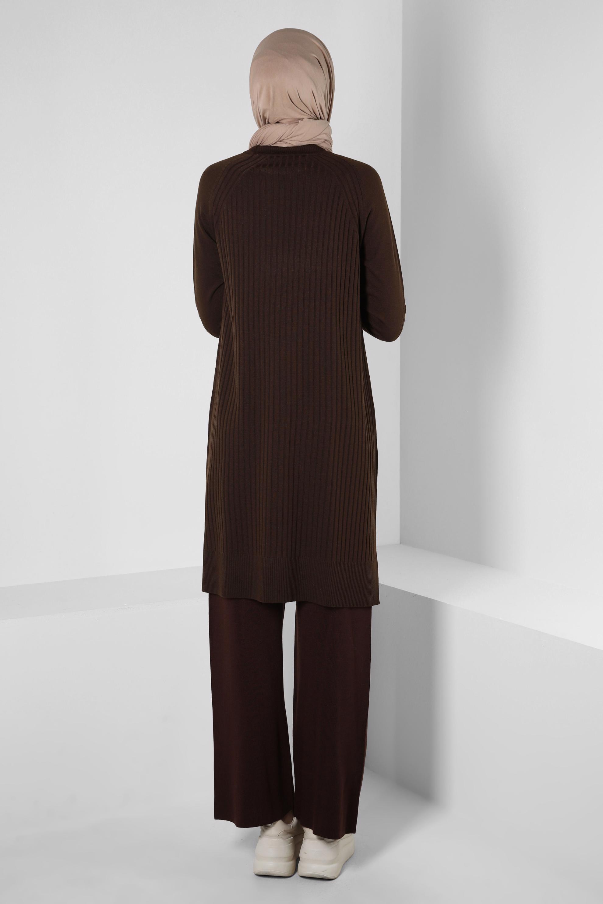 Tesettür giyim KAHVE TRİKO TUNİK 44016