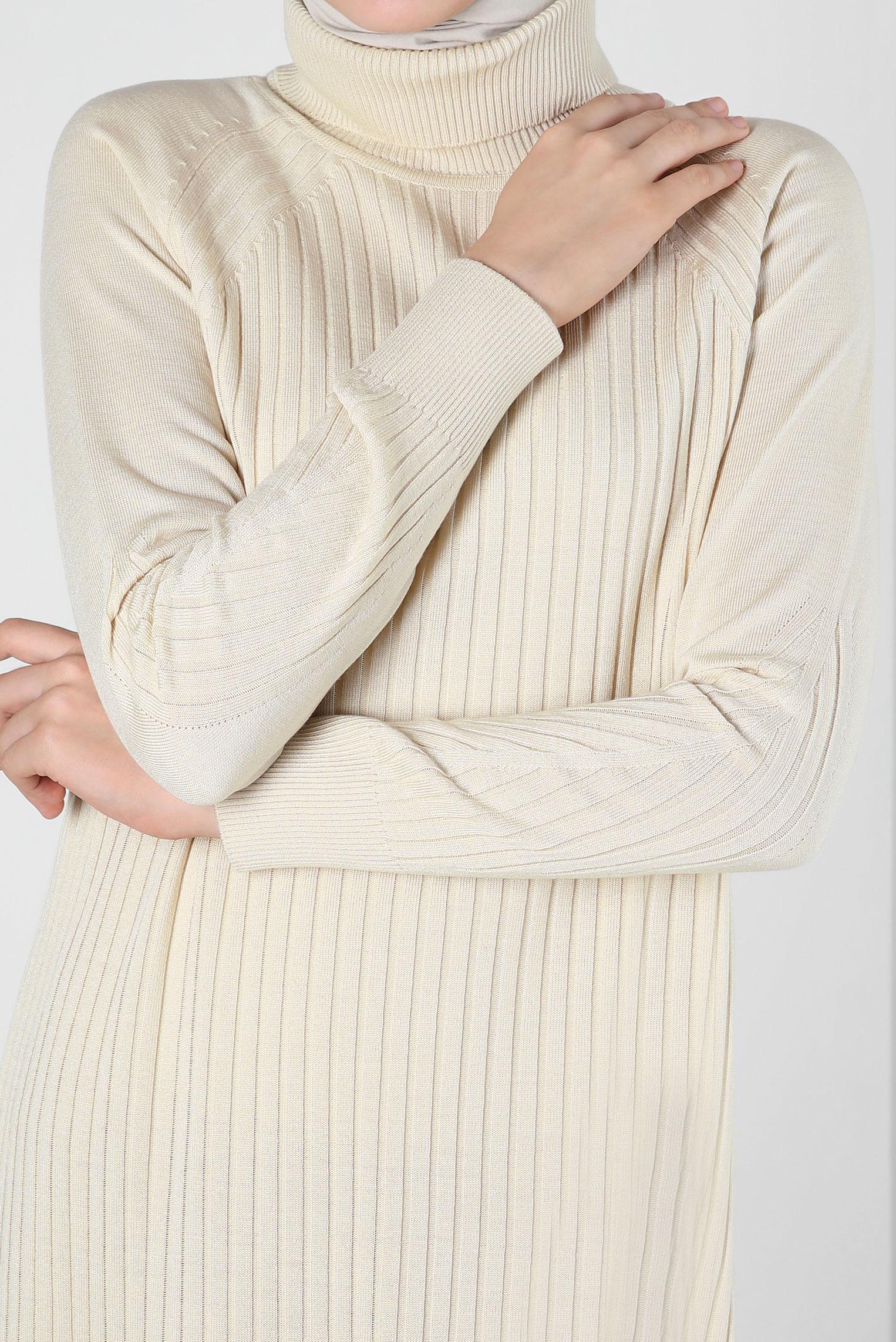 Tesettür giyim BEJ TRİKO TUNİK 44016